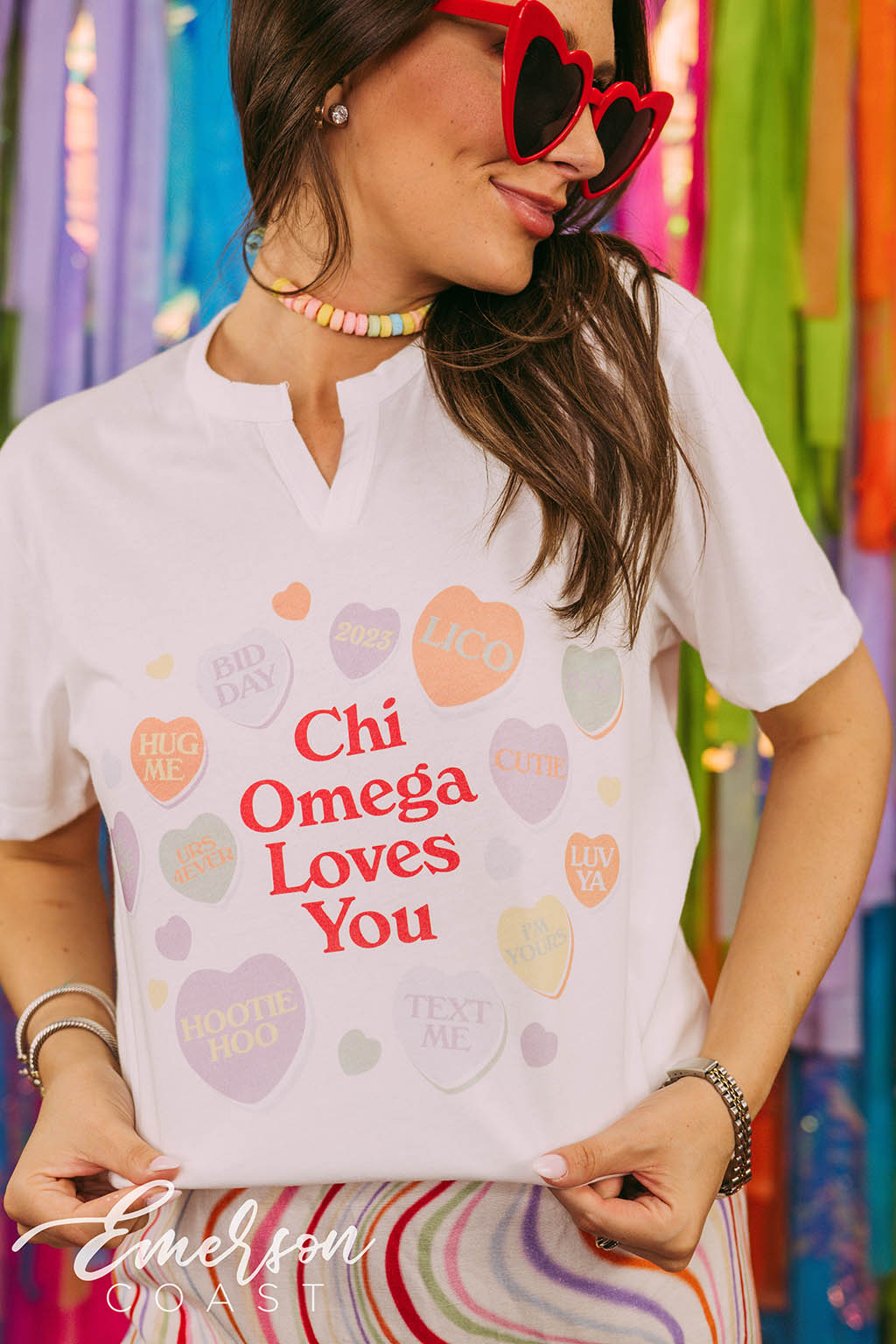 Chi Omega Loves You Bid Day Notch Tee Emerson Coast