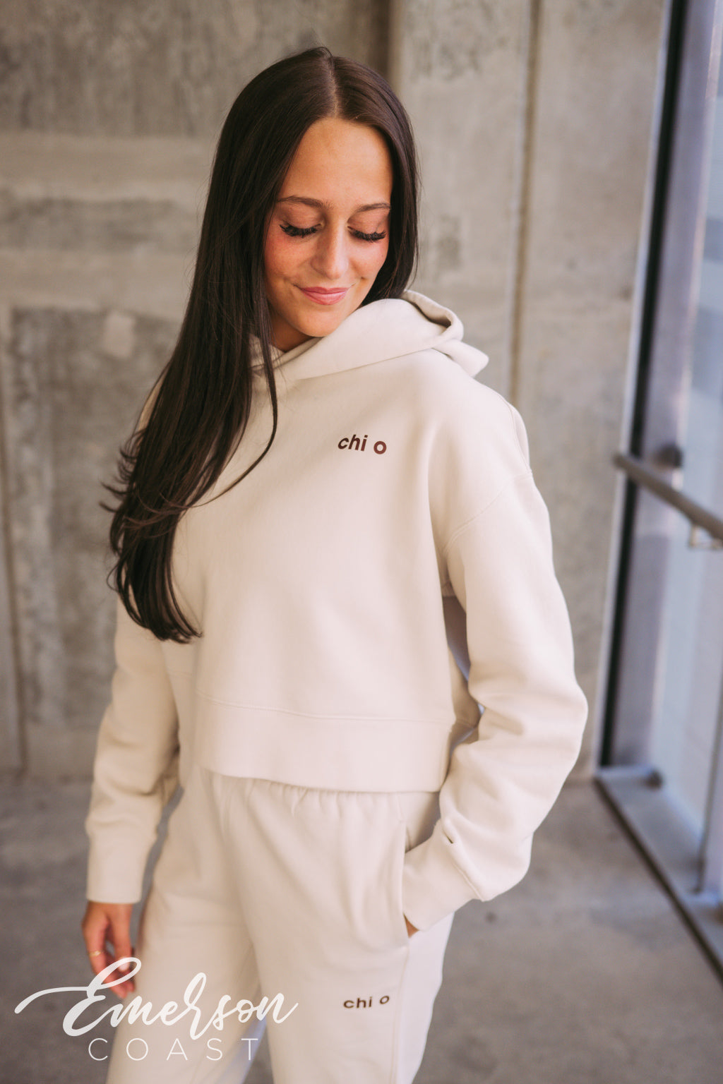 Chi O Bone Cropped Hoodie and Jogger Set