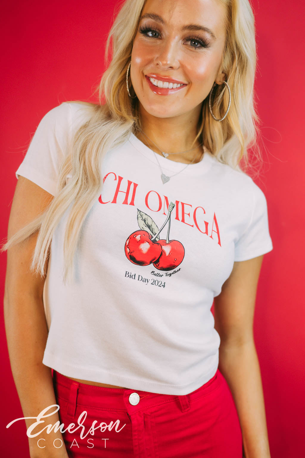 Chi Omega Cherry Bomb Bid Day Baby Tee