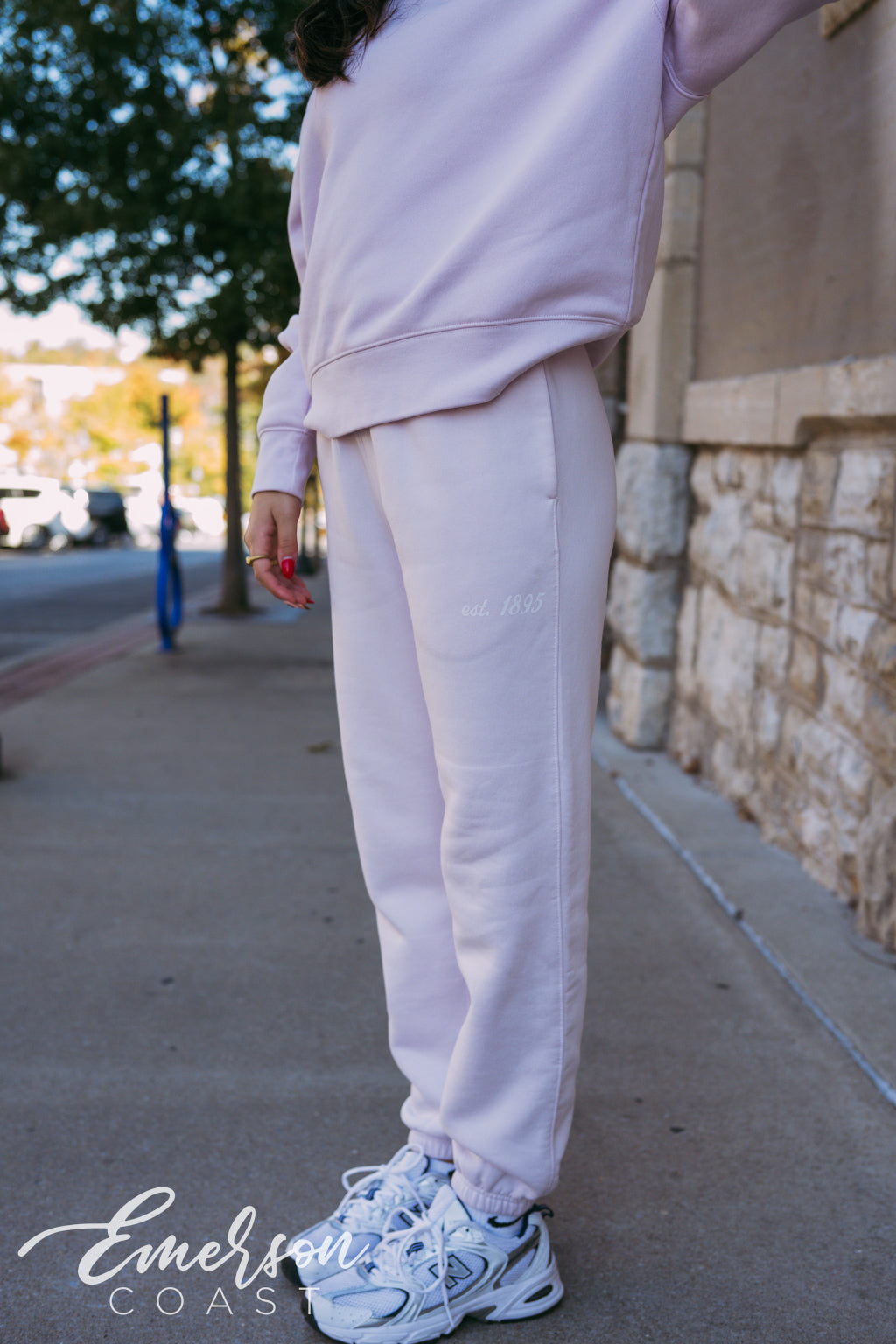 Chi Omega Light Pink Crewneck and Jogger Set