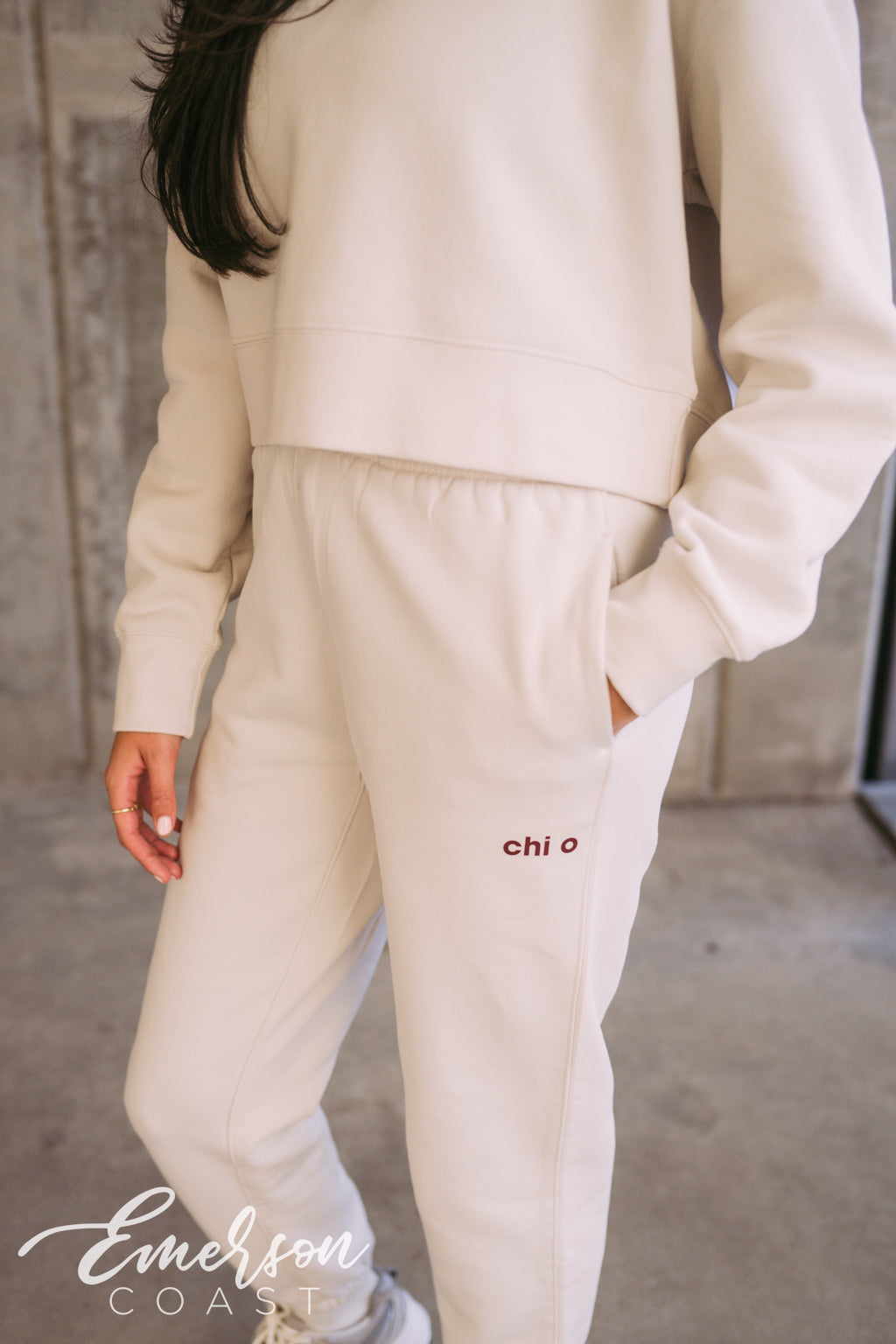 Chi O Bone Cropped Hoodie and Jogger Set