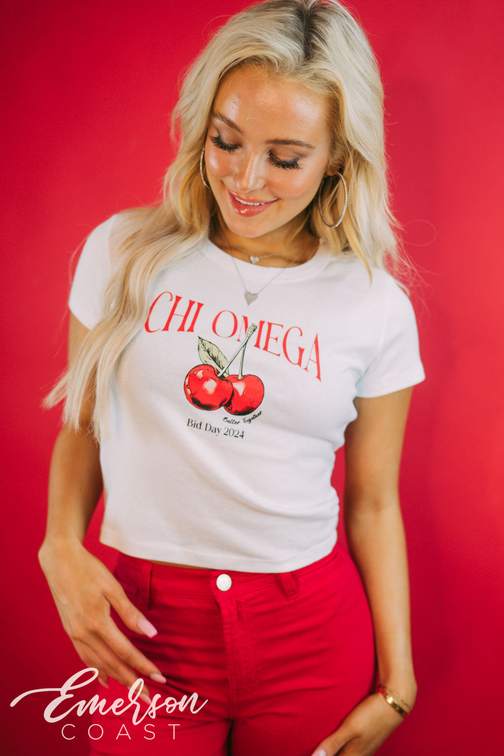 Chi Omega Cherry Bomb Bid Day Baby Tee