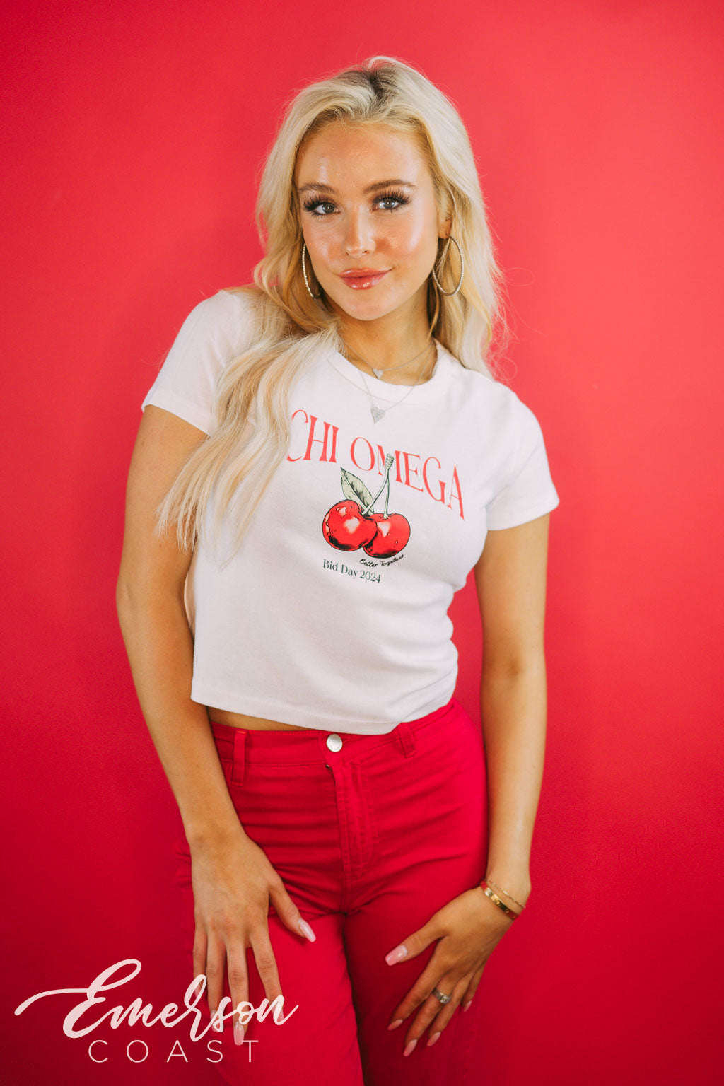 Chi Omega Cherry Bomb Bid Day Baby Tee