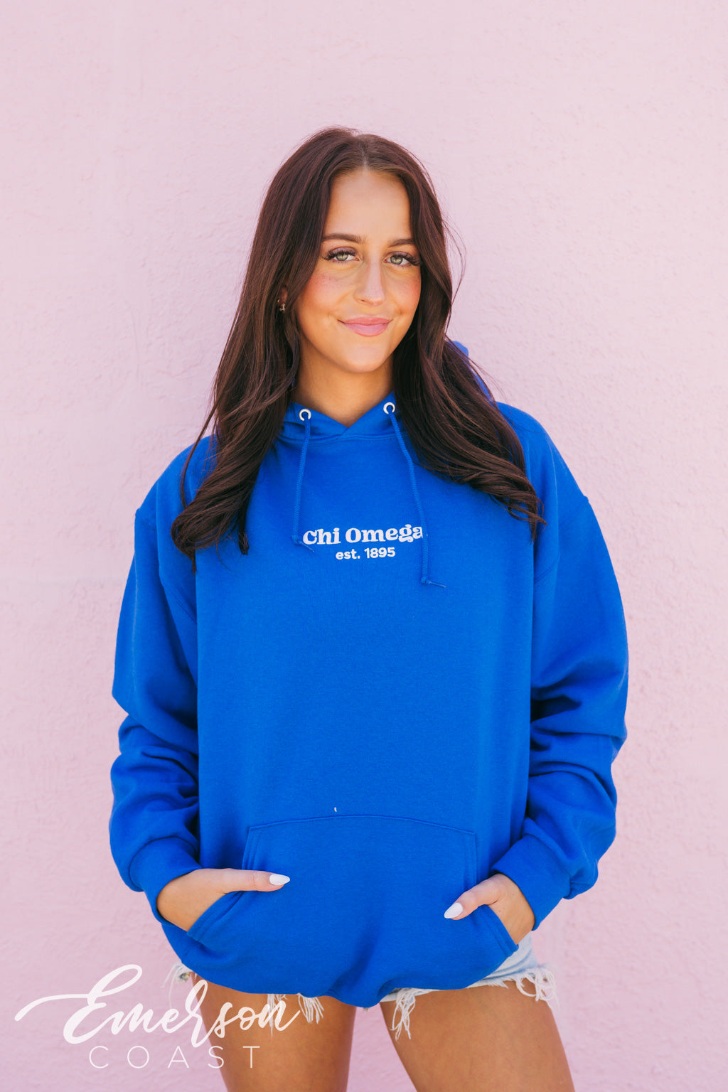 Chi Omega Embroidered Royal Blue Hoodie