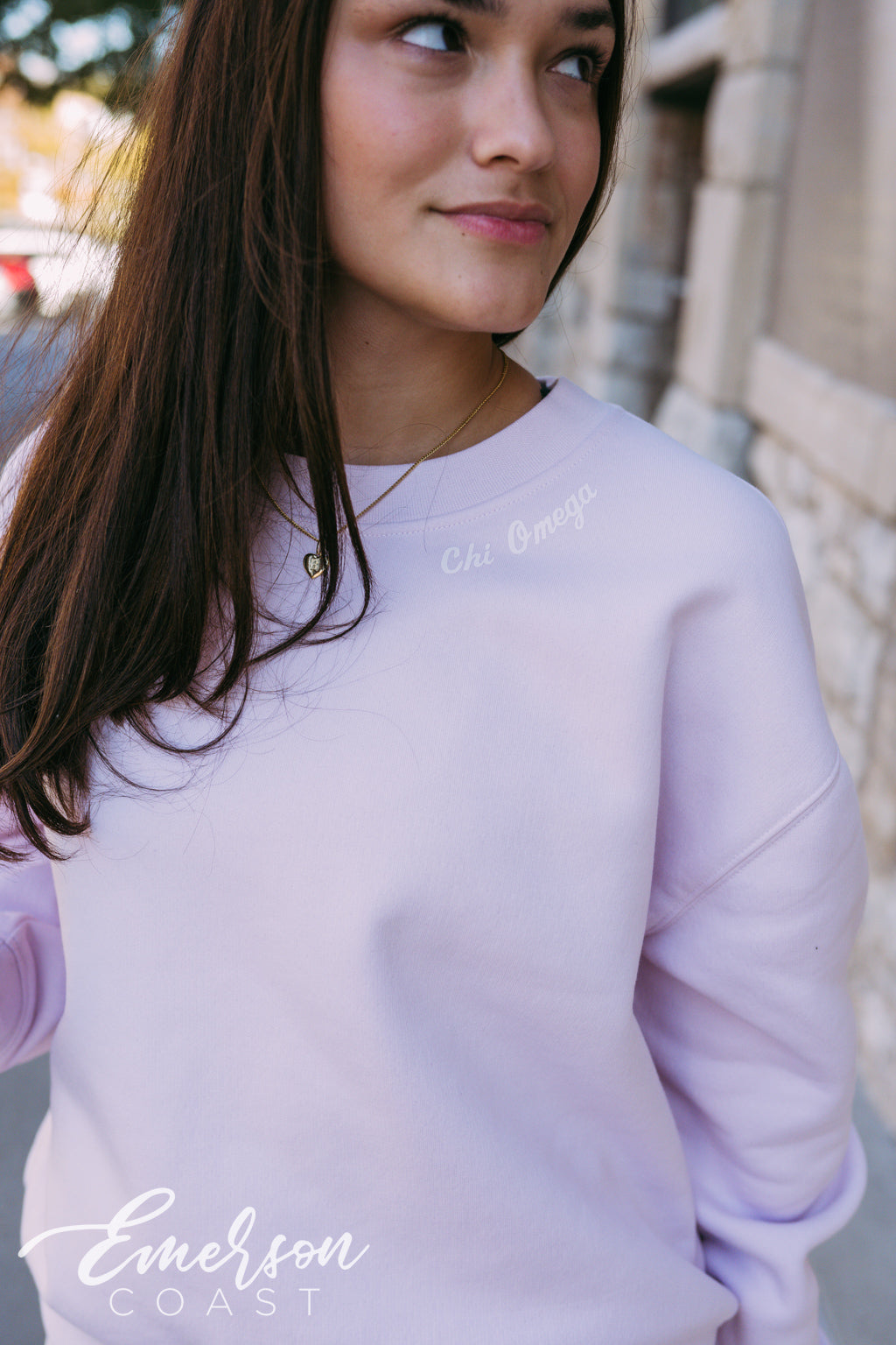 Chi Omega Light Pink Crewneck and Jogger Set