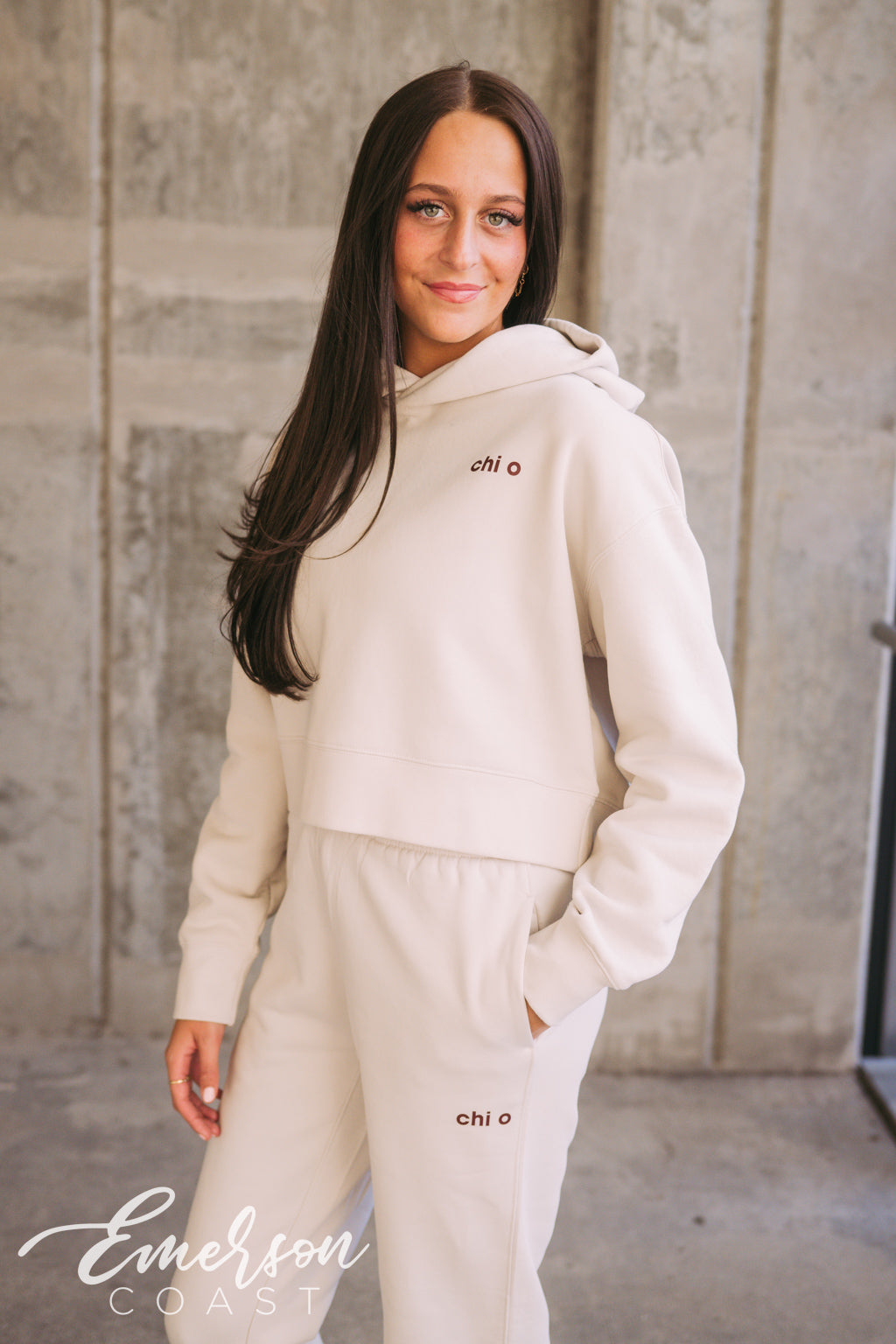 Chi O Bone Cropped Hoodie and Jogger Set