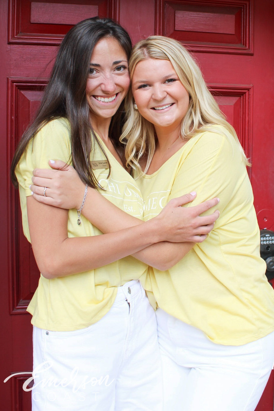 Chi Omega Yellow Recruitment Slouchy Tee