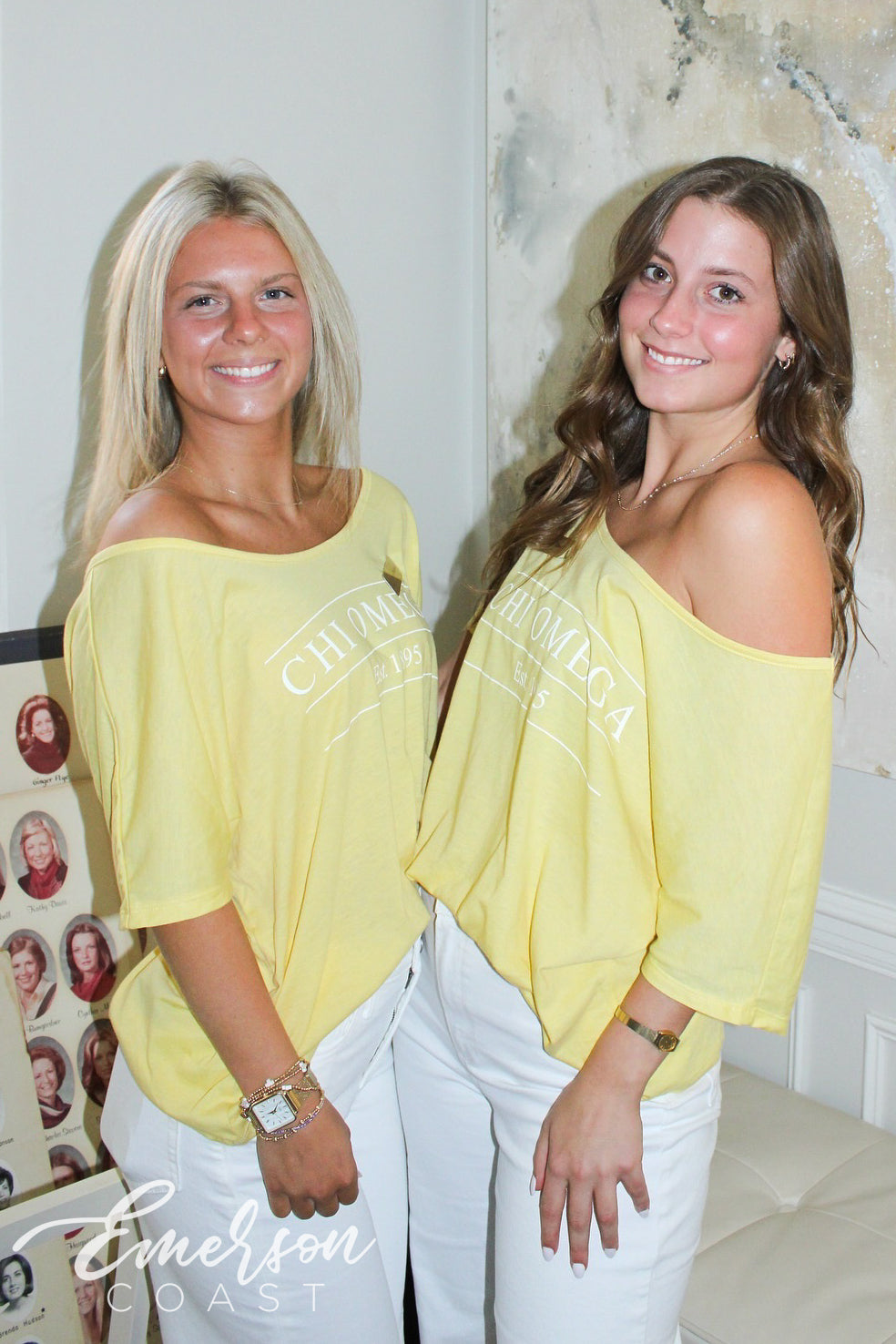 Chi Omega Yellow Recruitment Slouchy Tee