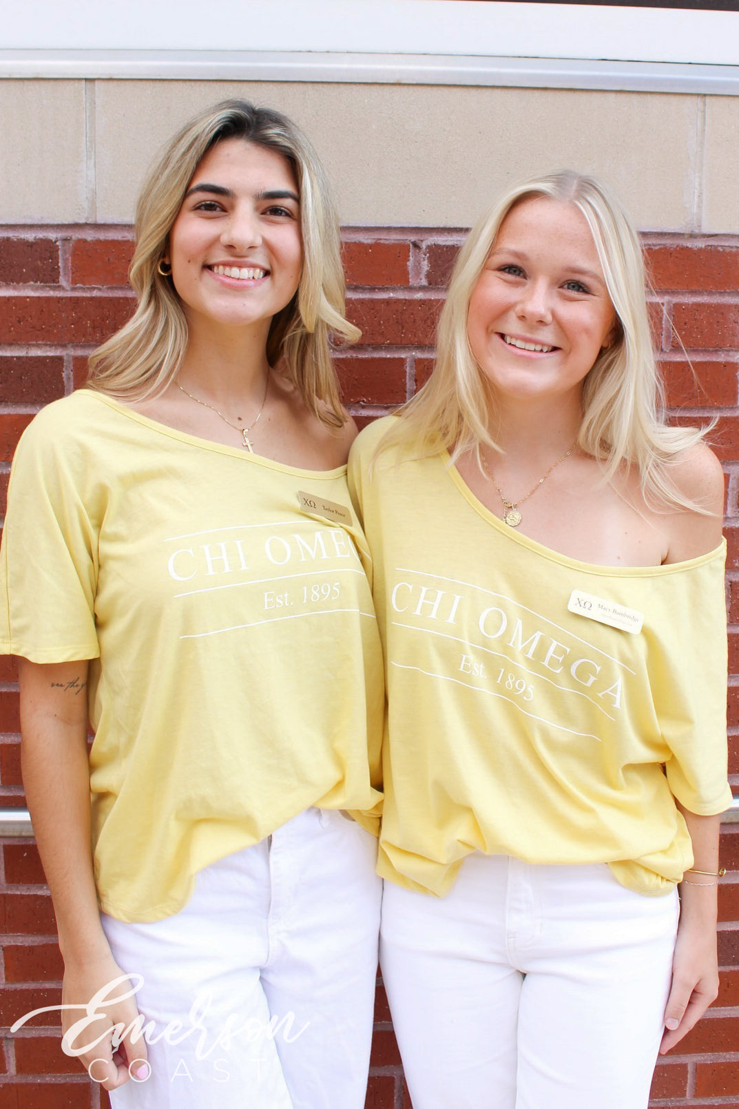 Chi Omega Yellow Recruitment Slouchy Tee