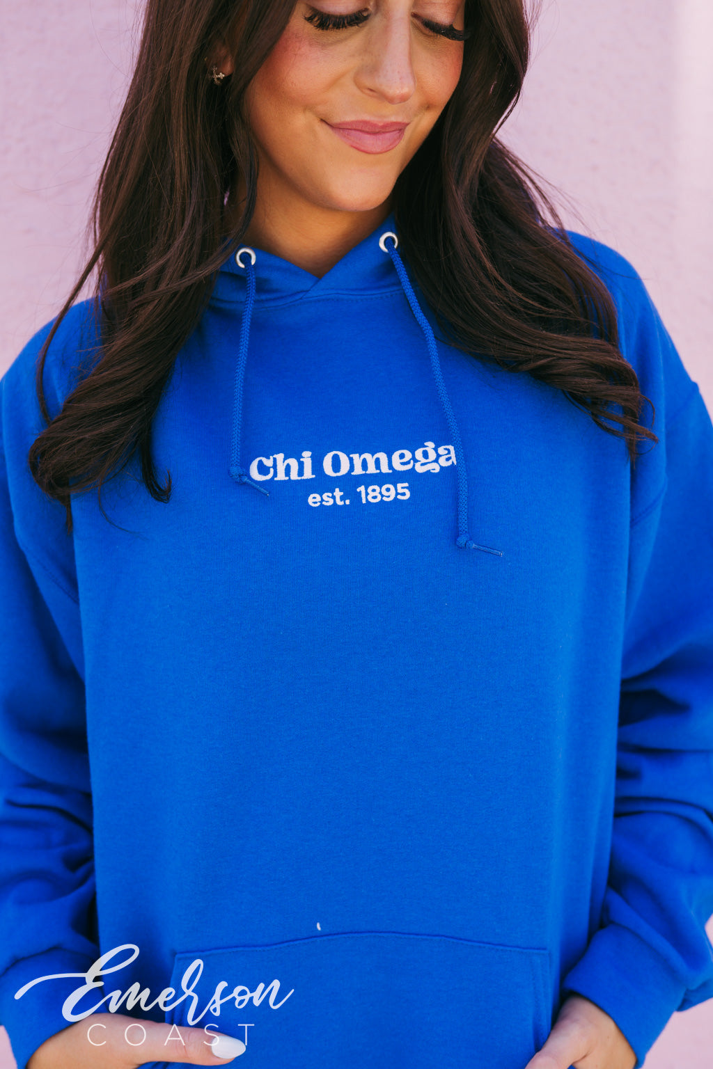 Chi Omega Embroidered Royal Blue Hoodie