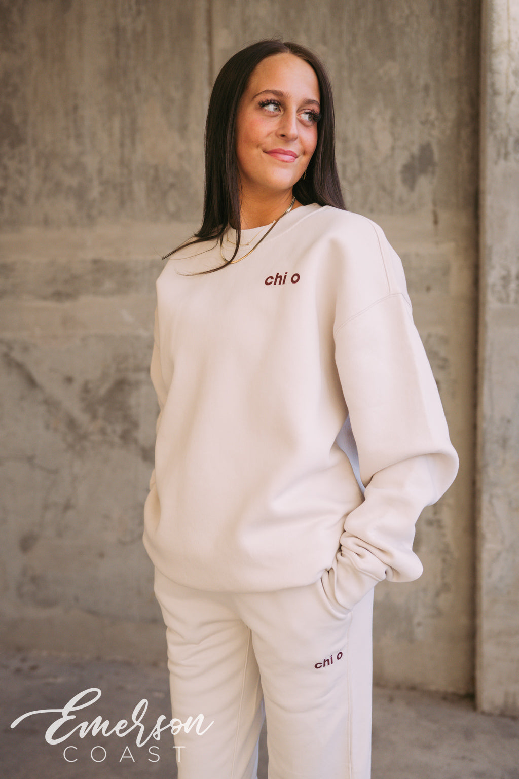 Chi O Simple Bone Crewneck and Jogger Set