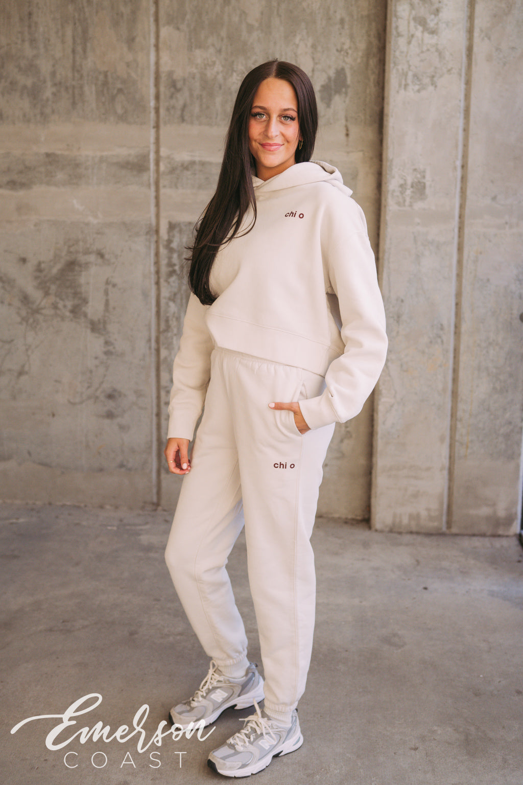 Chi O Bone Cropped Hoodie and Jogger Set