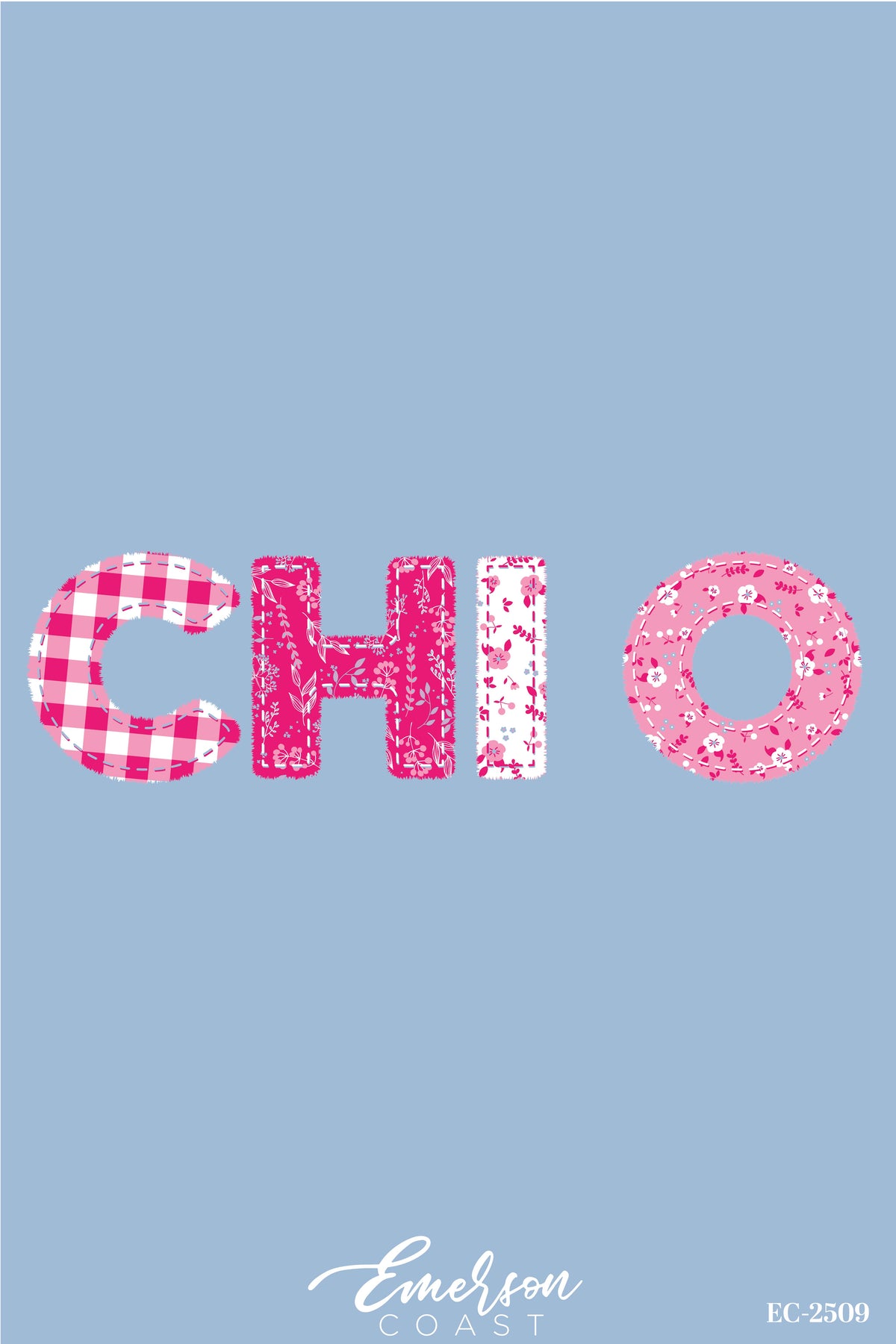 Chi O Pink Florals Patchwork Tshirt