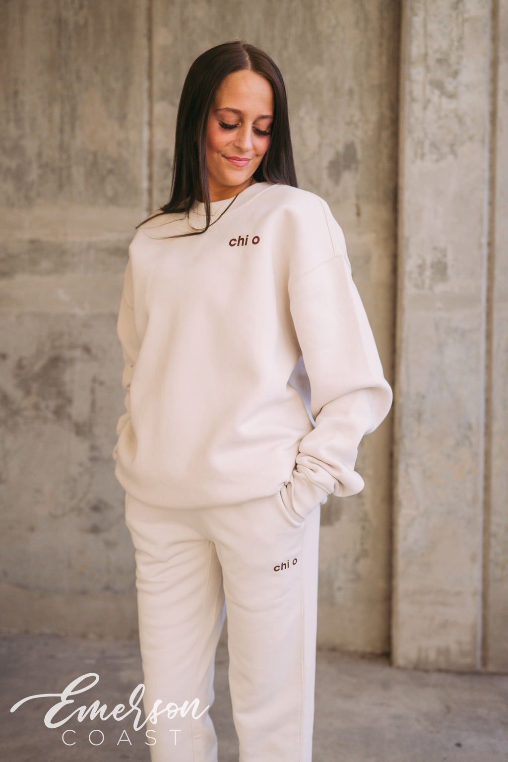 Chi O Simple Bone Crewneck and Jogger Set