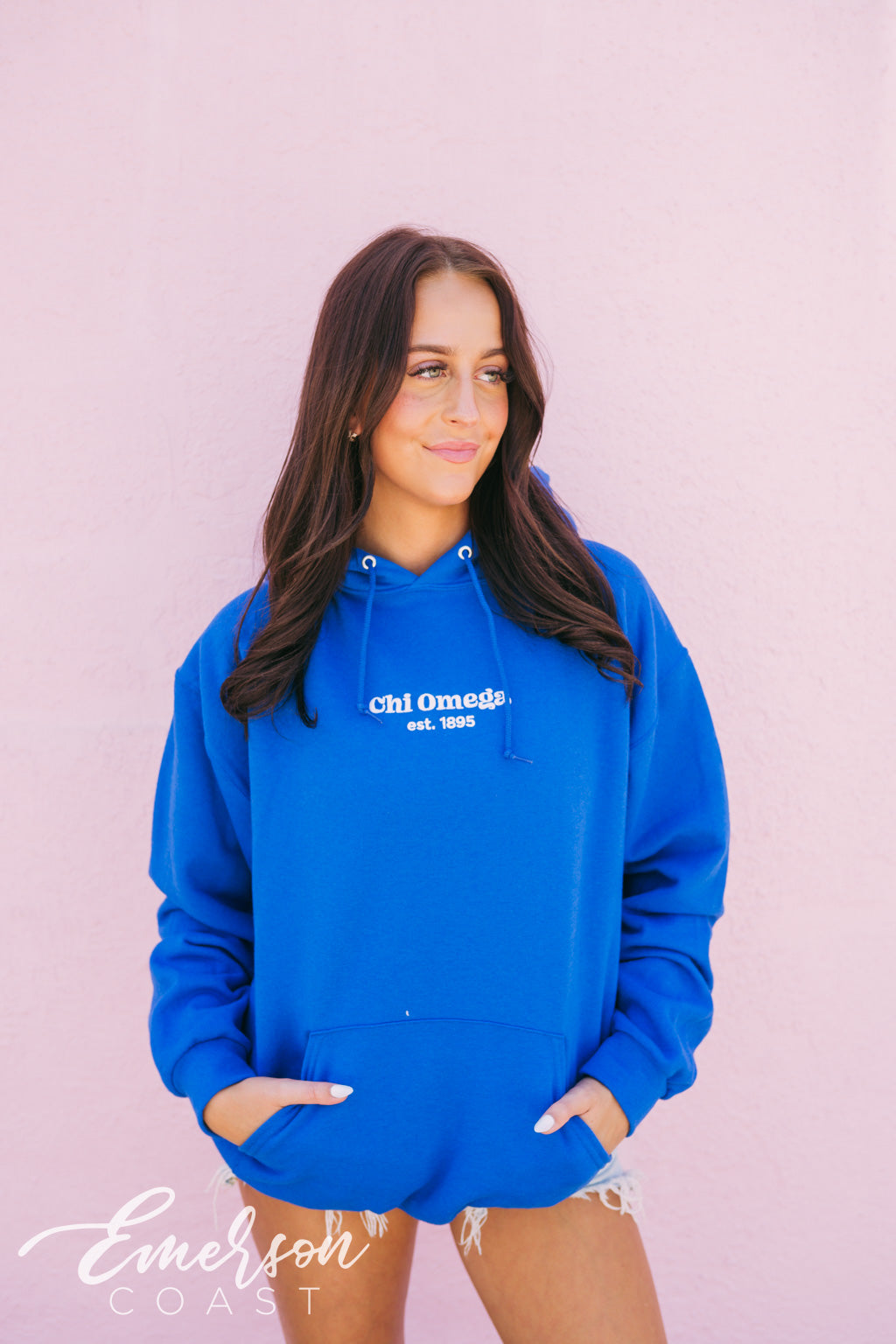 Chi Omega Embroidered Royal Blue Hoodie