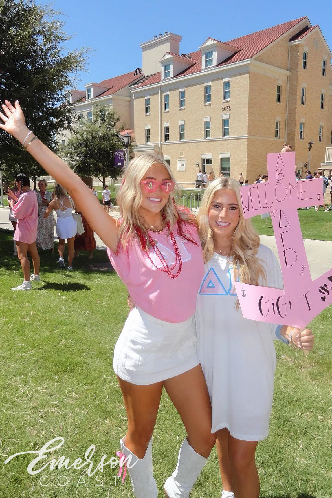 Delta Gamma Pink and Blue Custom Letter Jerseys