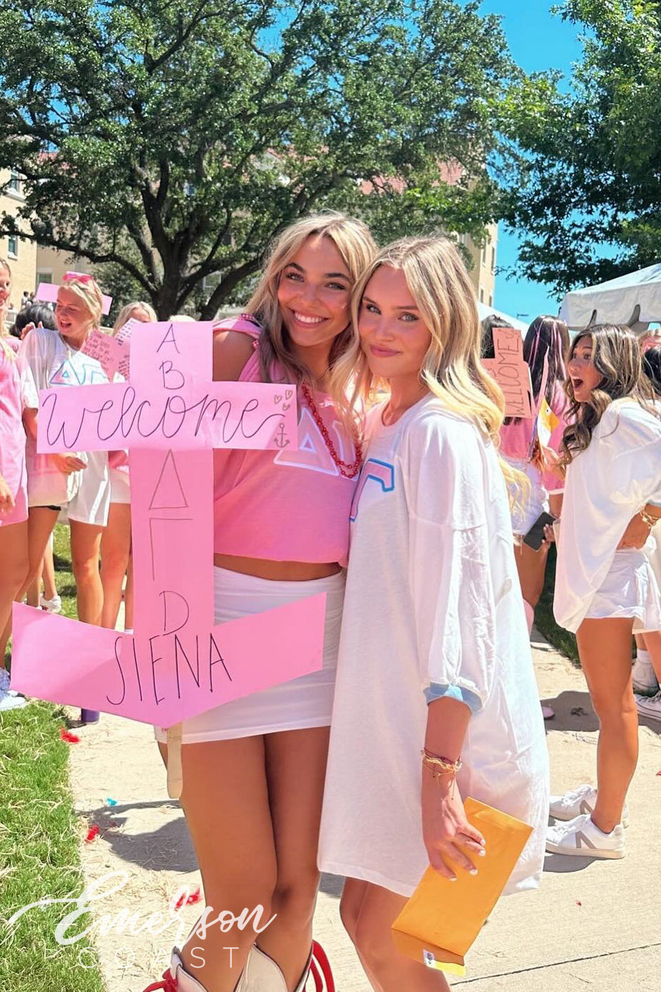 Delta Gamma Pink and Blue Custom Letter Jerseys