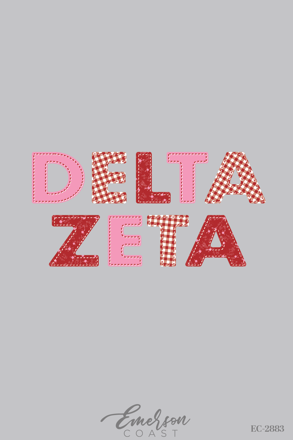 Delta Zeta Red and Pink Patterned Recruitment Tee