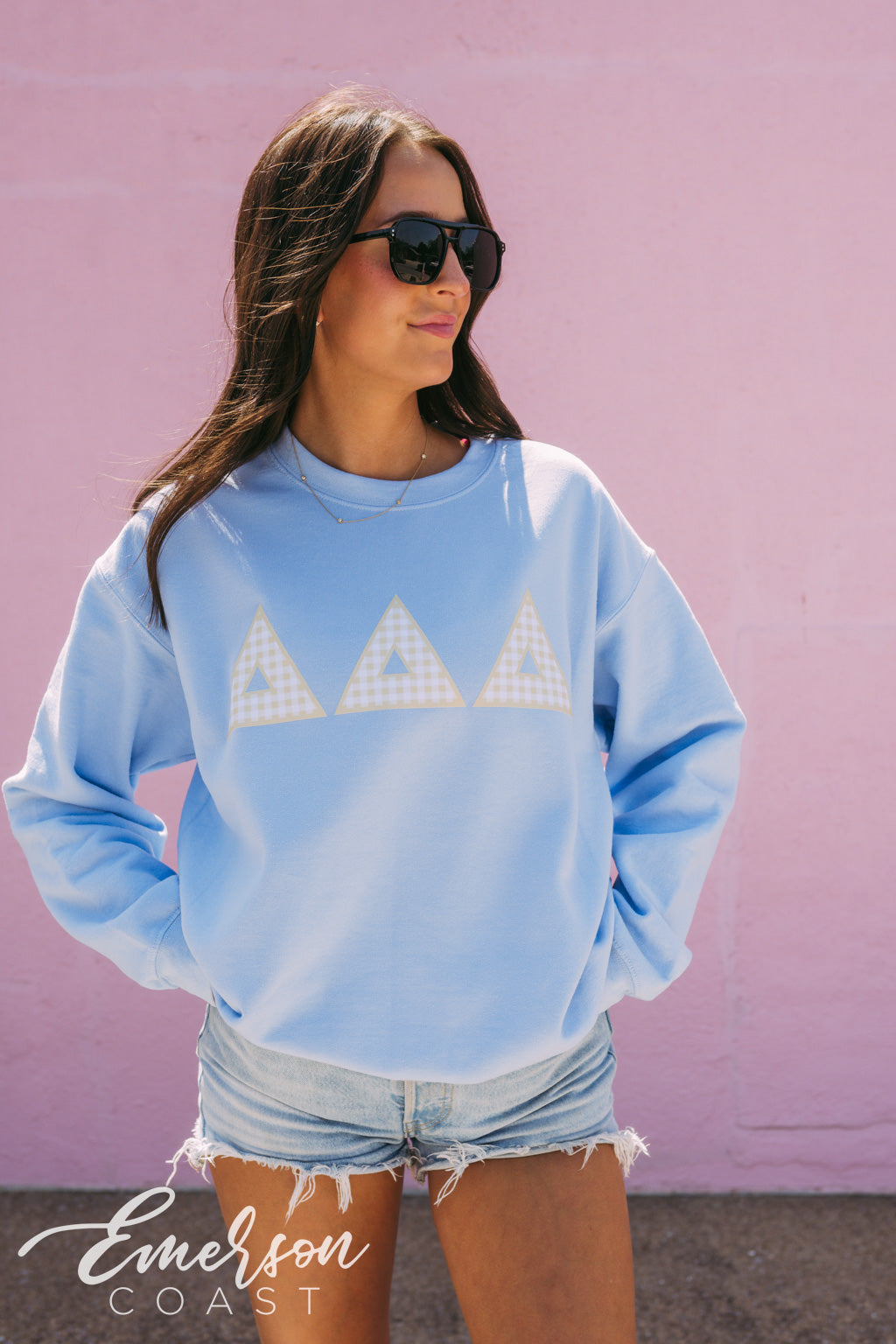 Tri Delta Yellow Gingham PR Crewneck