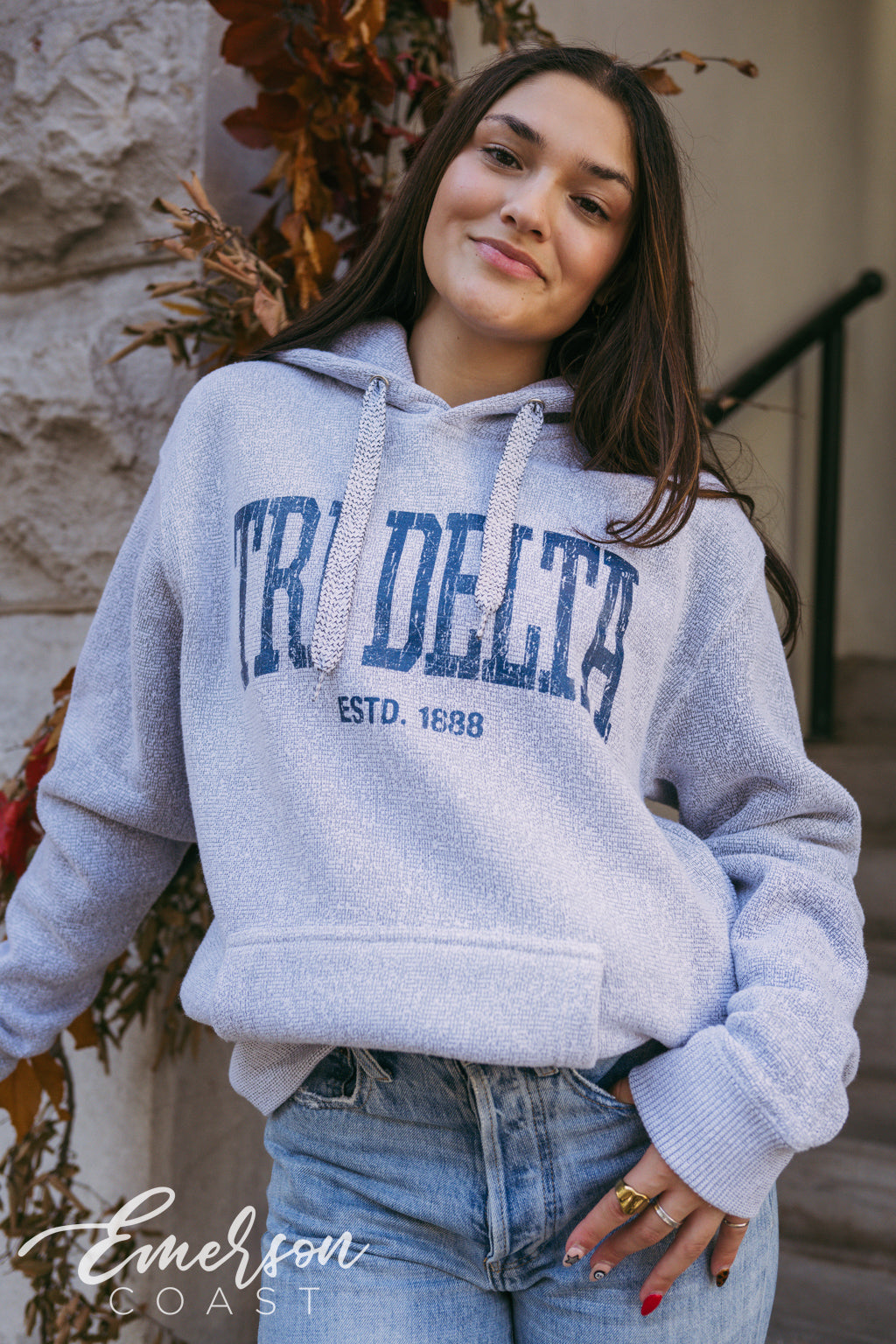 Tri Delta Light Gray Cozy Knit PR Hoodie