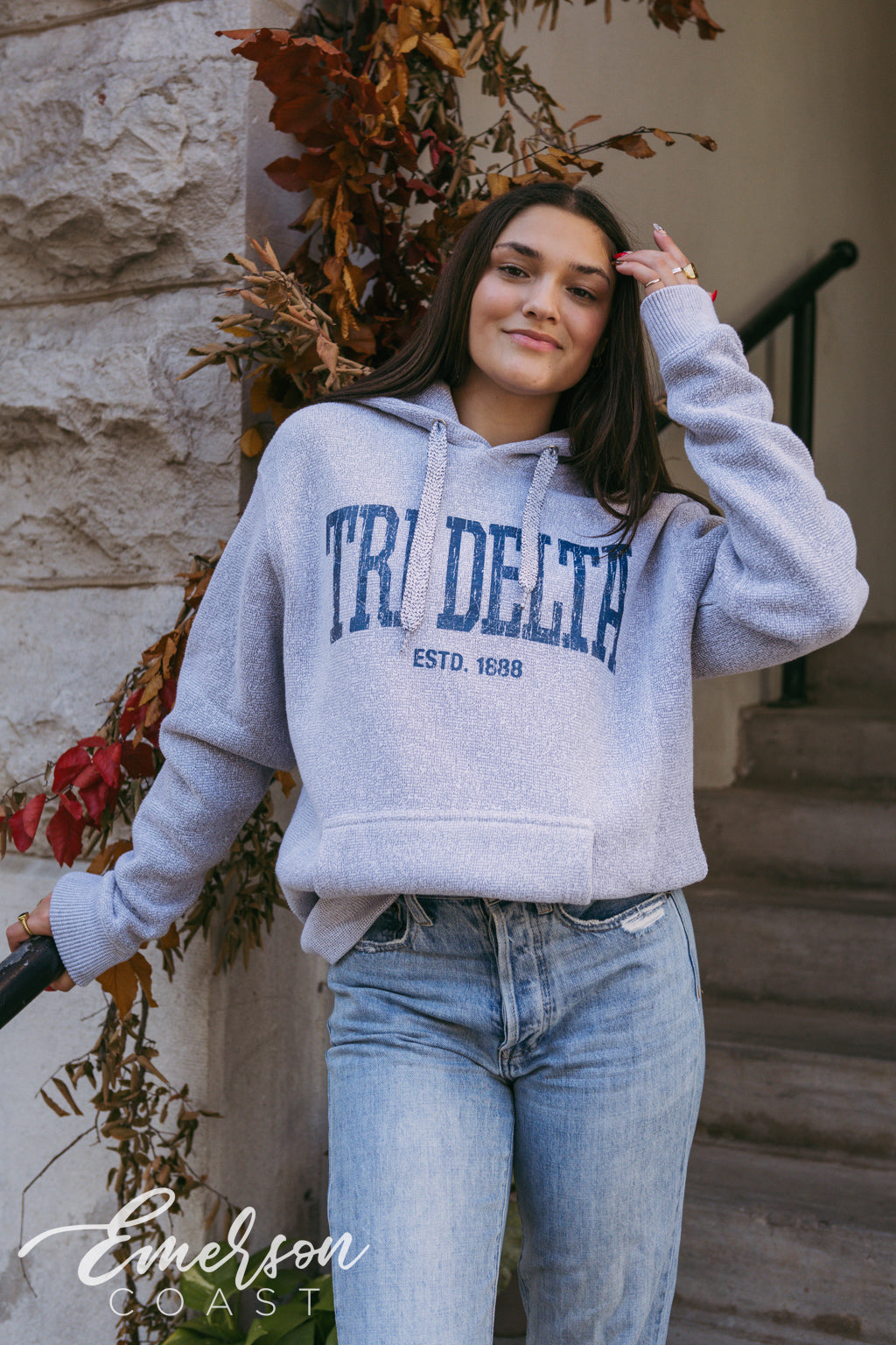 Tri Delta Light Gray Cozy Knit PR Hoodie