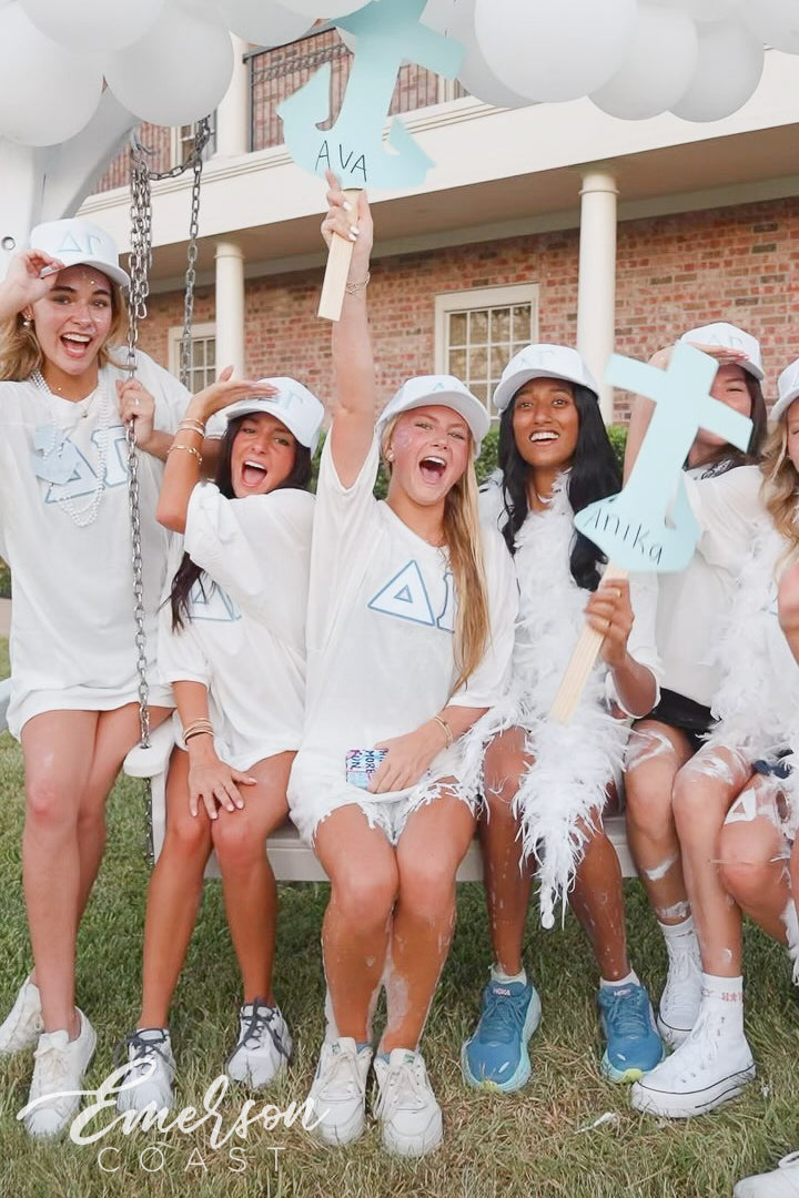 Delta Gamma White Oversized Bid Day Greek Letter Jersey