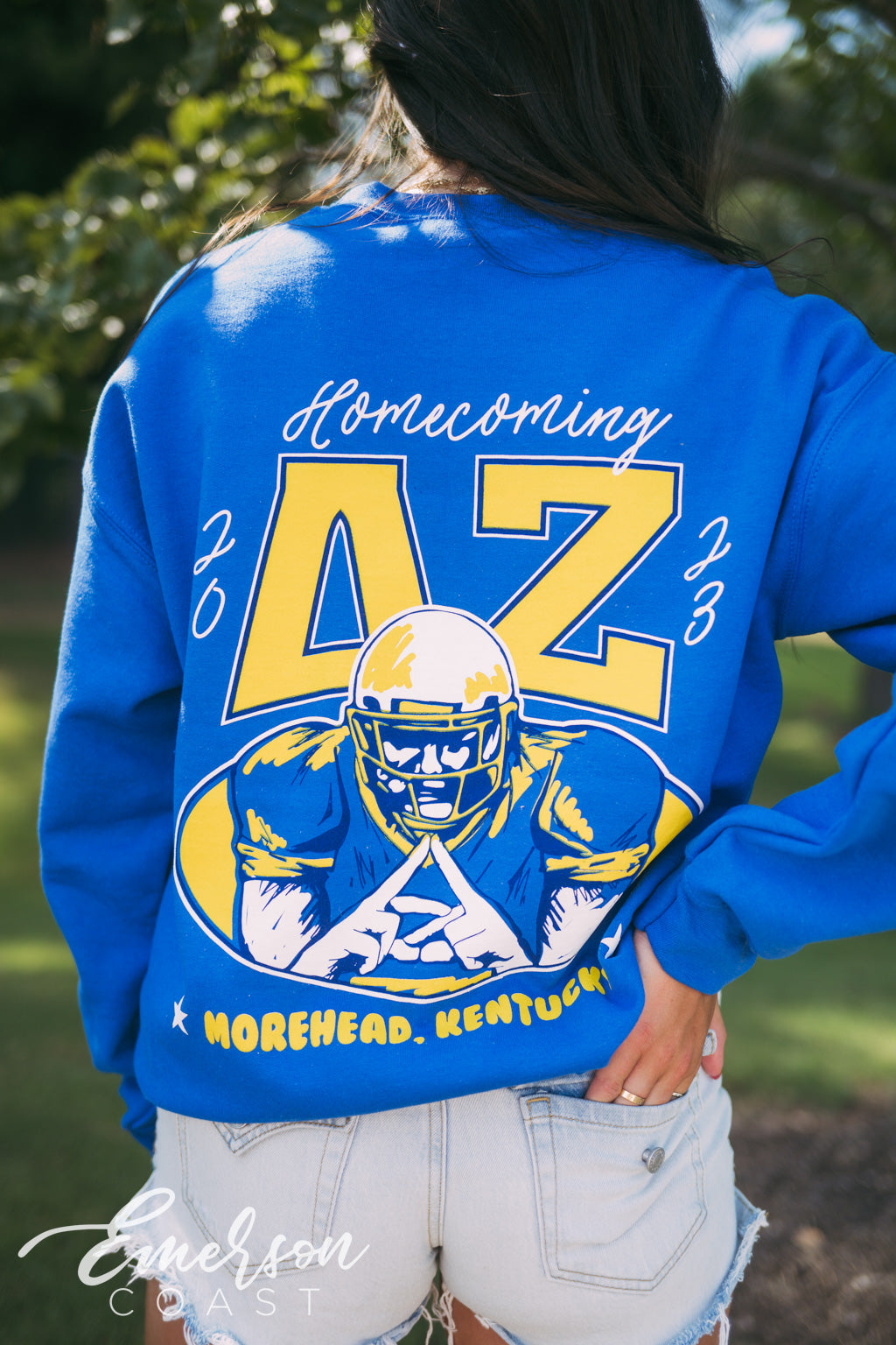 Delta Zeta Royal Blue Football Homecoming Sweatshirt