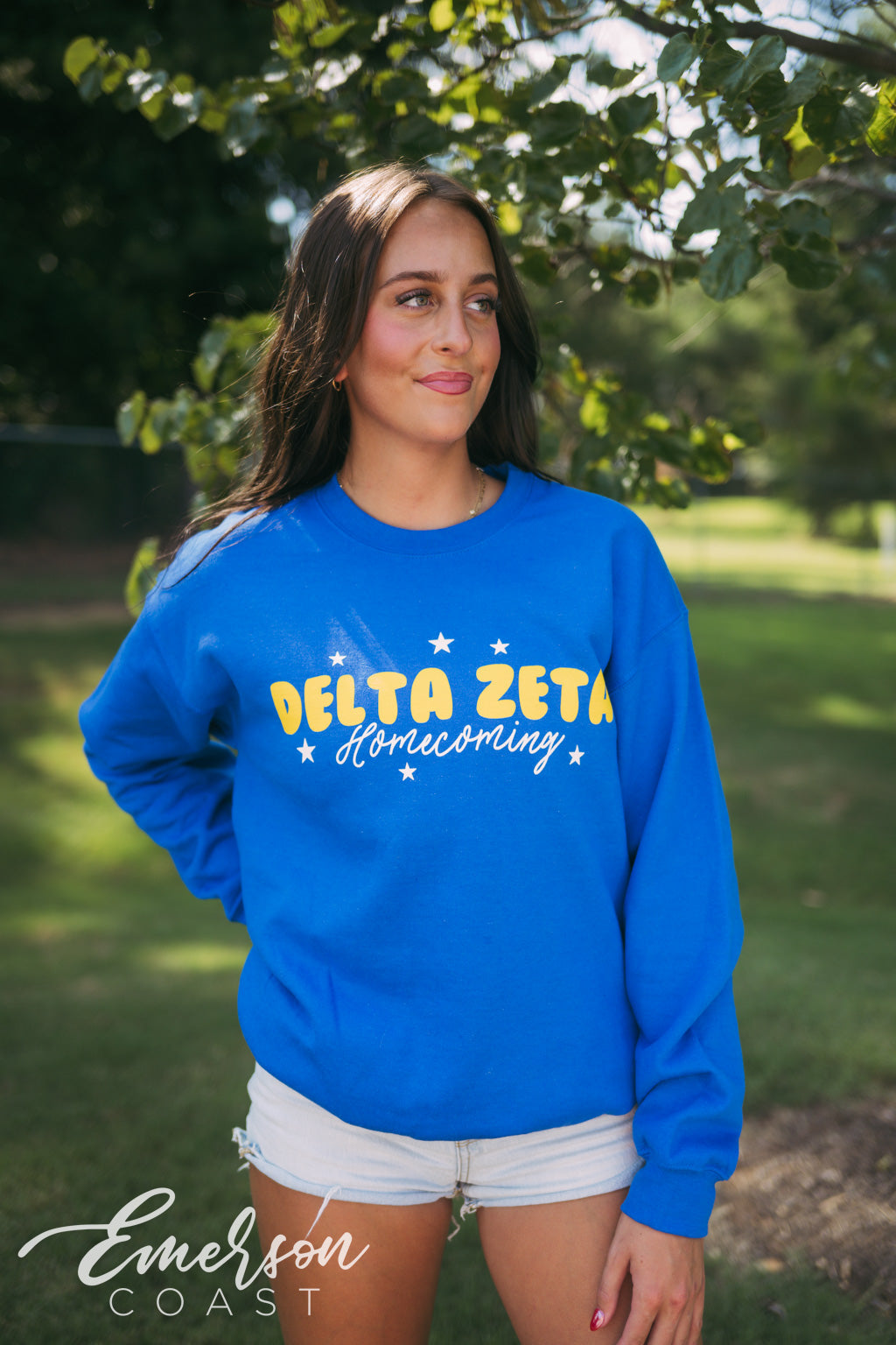 Delta Zeta Royal Blue Football Homecoming Sweatshirt