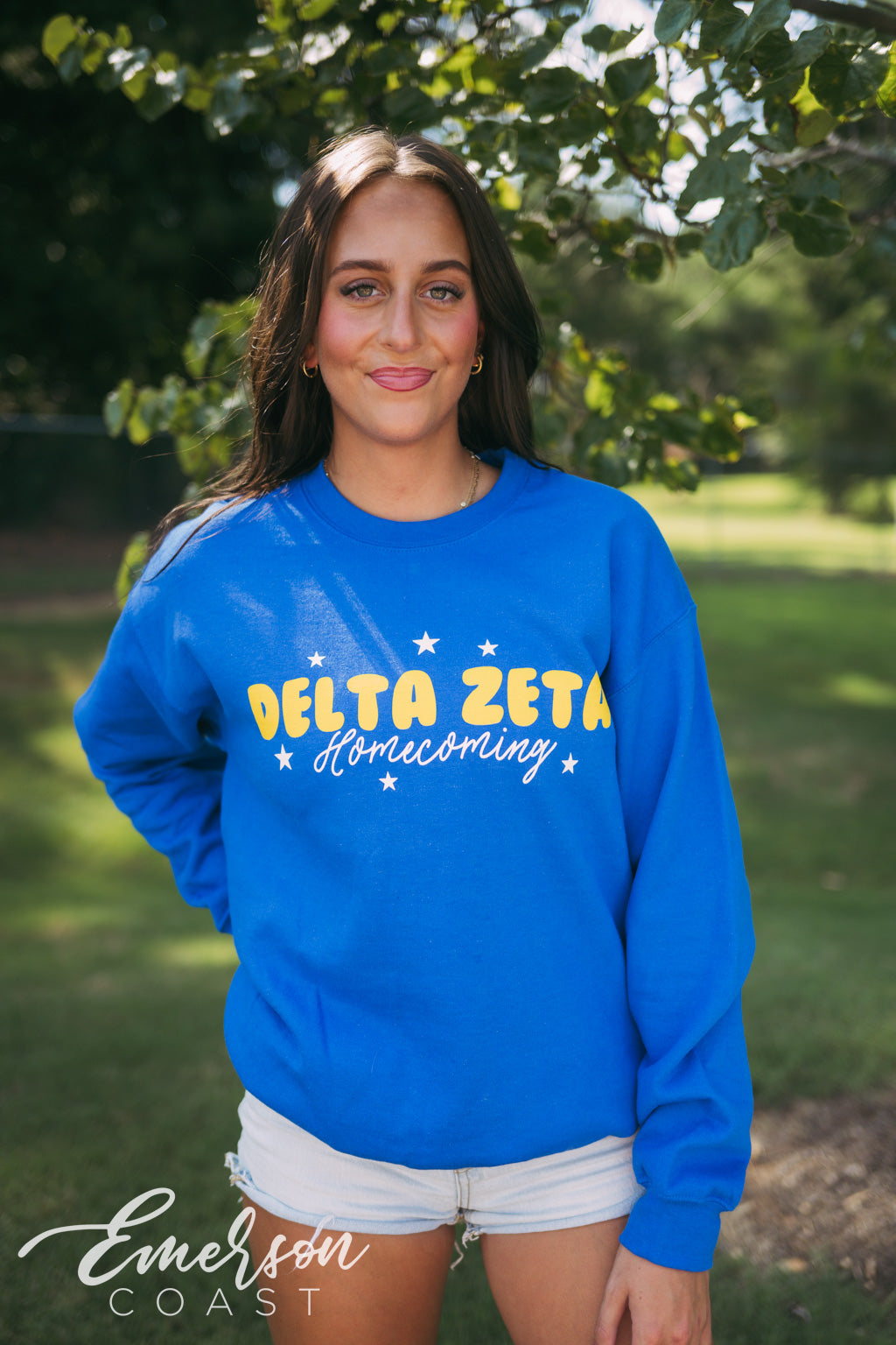 Delta Zeta Royal Blue Football Homecoming Sweatshirt