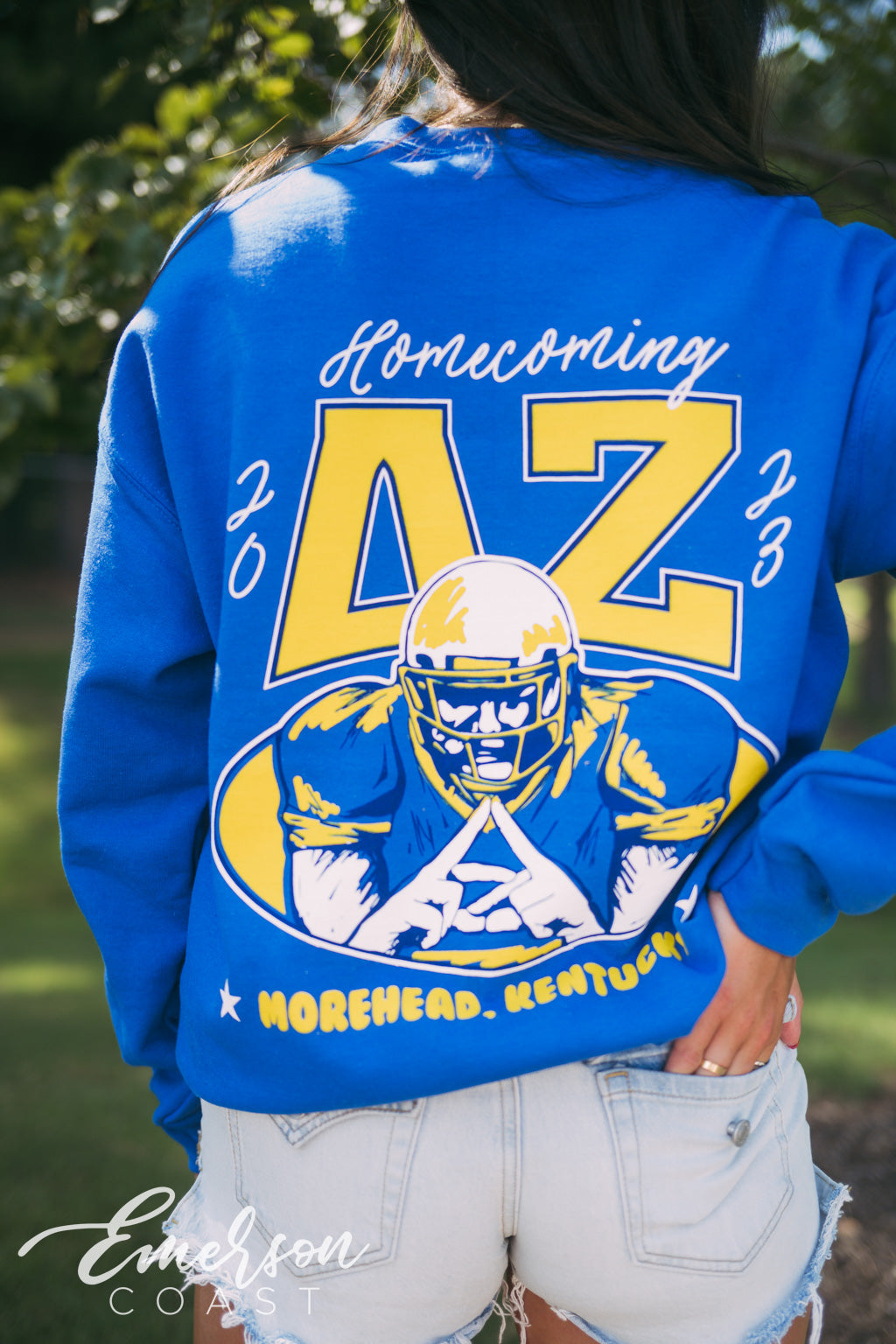 Delta Zeta Royal Blue Football Homecoming Sweatshirt