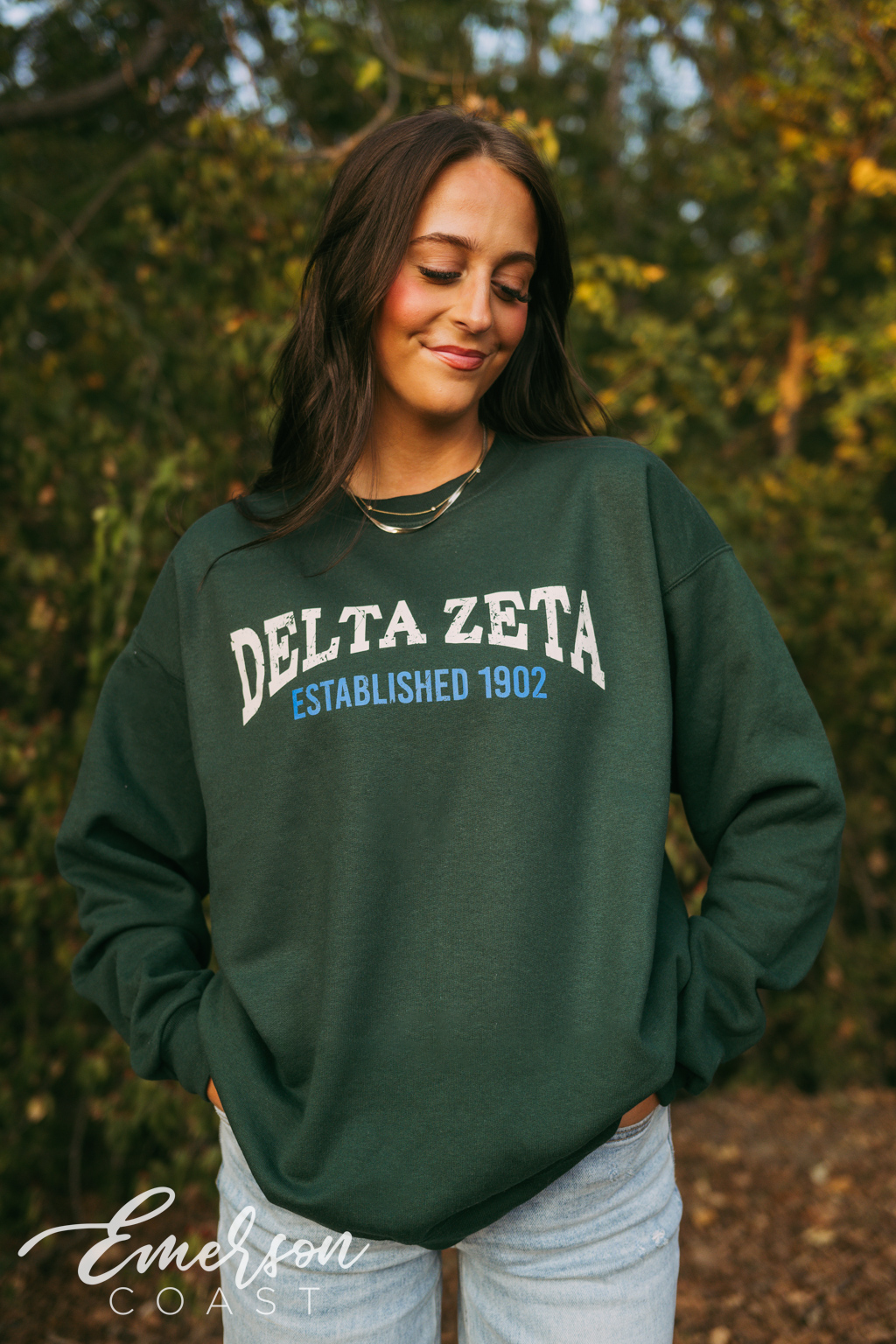 Delta Zeta Vintage Hunter Green Crewneck