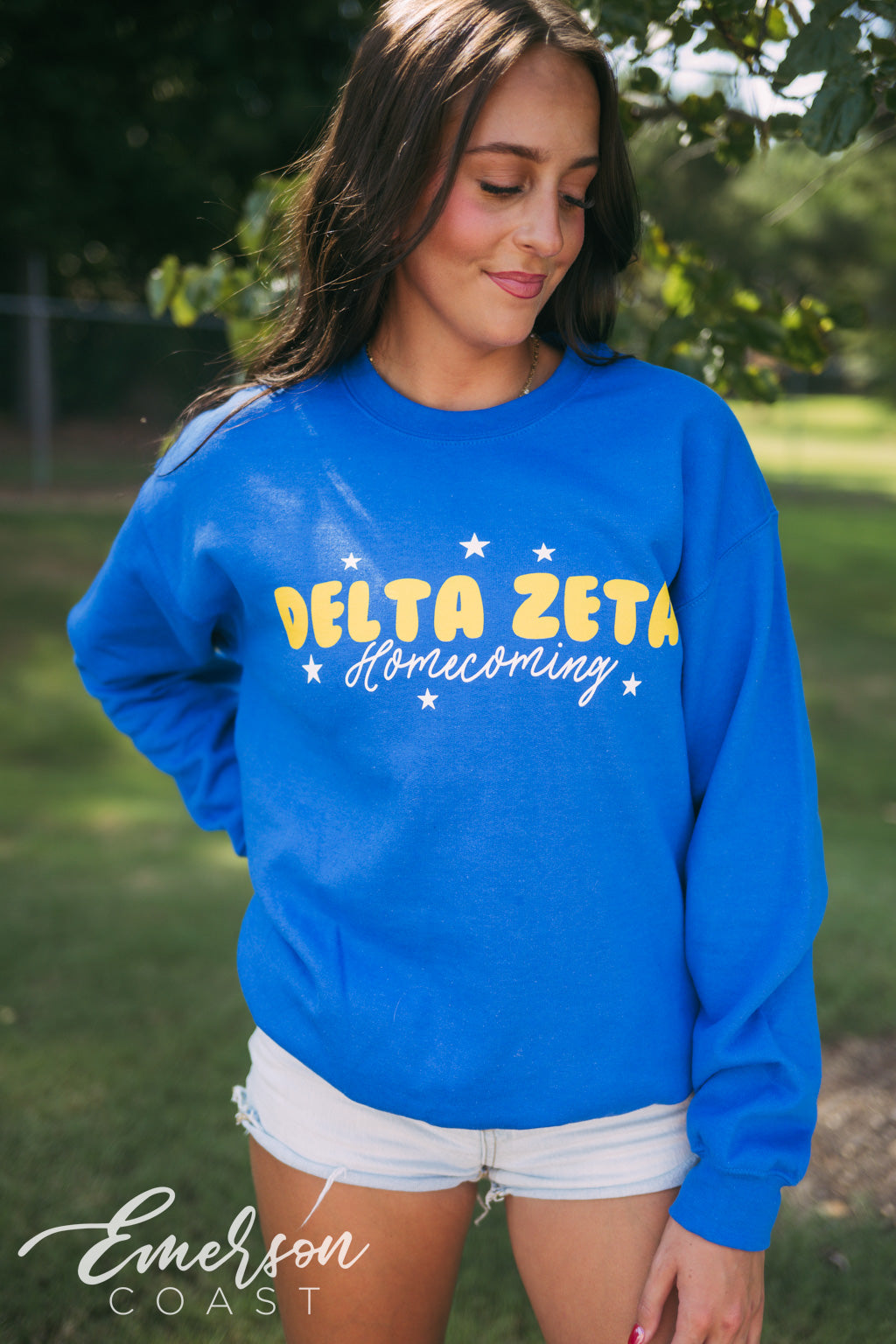 Delta Zeta Royal Blue Football Homecoming Sweatshirt