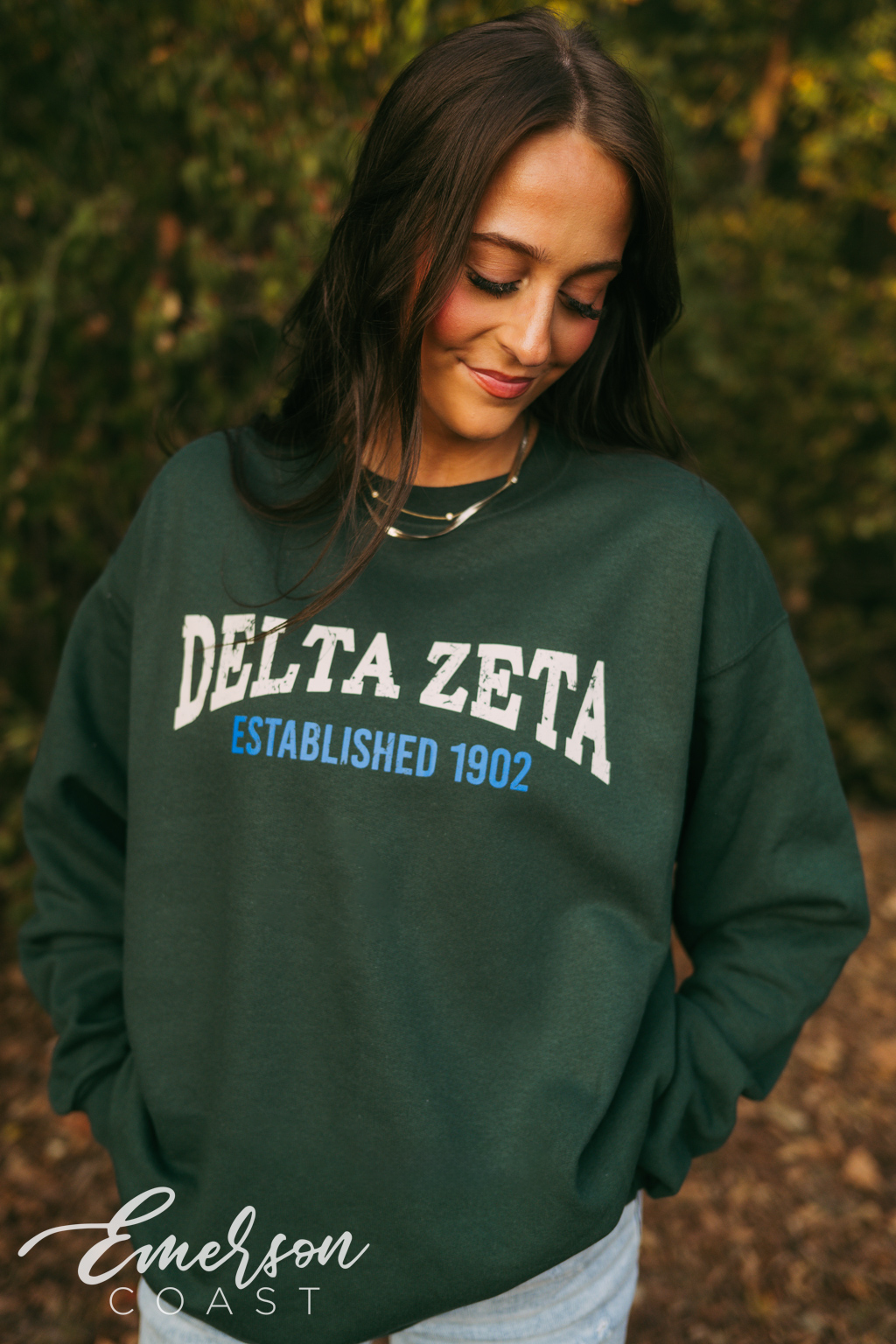 Delta Zeta Vintage Hunter Green Crewneck