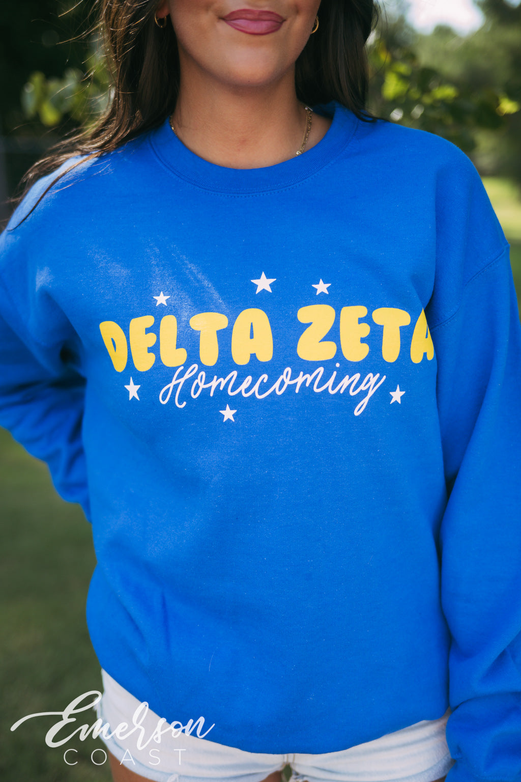 Delta Zeta Royal Blue Football Homecoming Sweatshirt