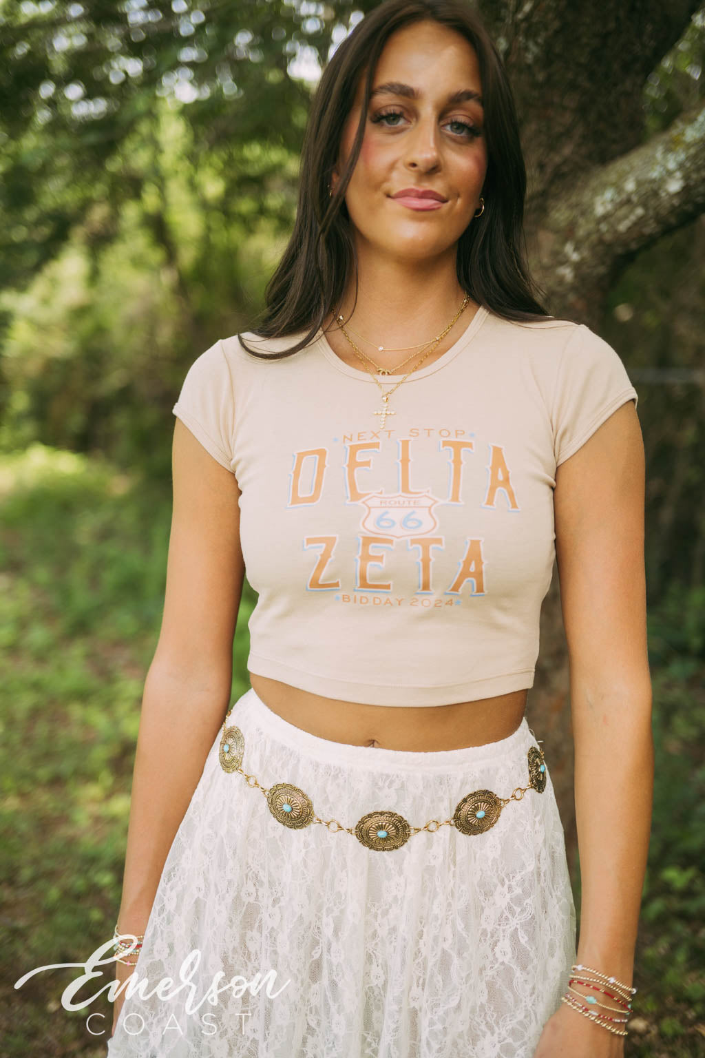 Delta Zeta Next Stop Route 66 Bid Day Baby Tee