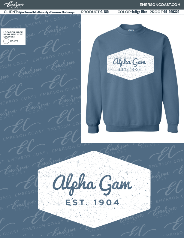 01-090320 Alpha Gamma Delta University of Tennessee Chattanooga Sweatshirt 2020-01