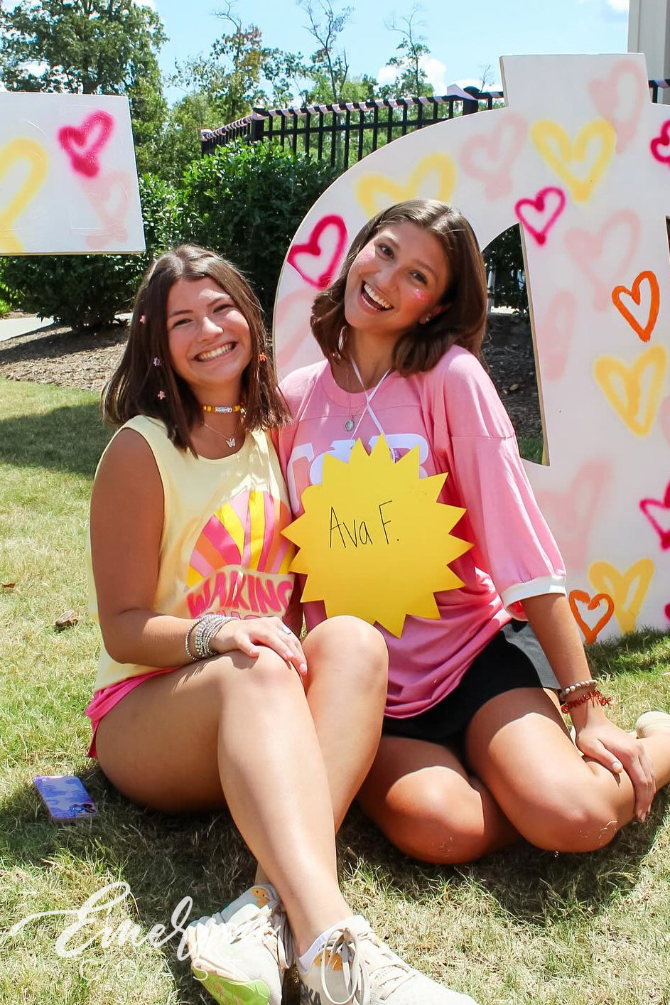 Gamma Phi Beta Custom Pink Oversized Letter Jerseys