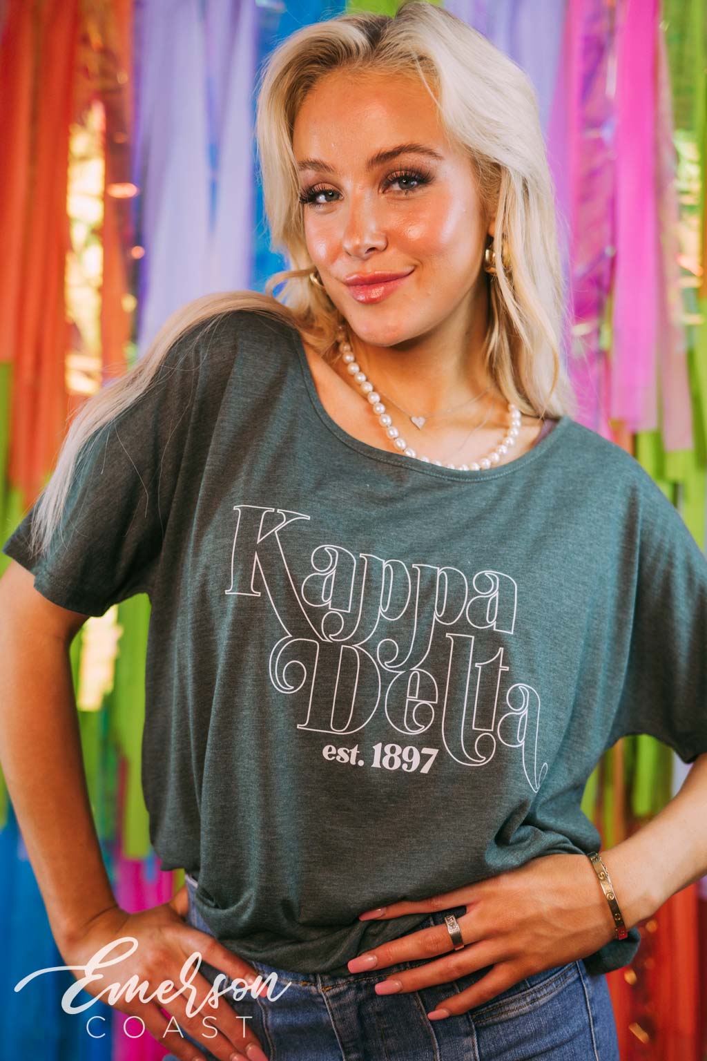 Kappa Delta Heather Green Recruitment Slouchy Tee