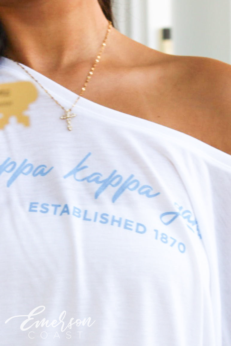 Kappa Kappa Gamma Blue Script Slouchy Recruitment Tee