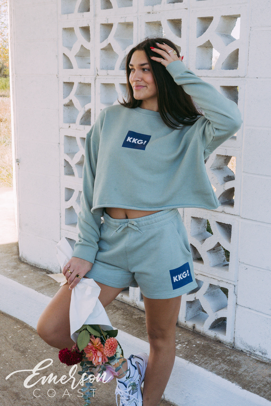 KKG Sage Green Crewneck and Shorts Set