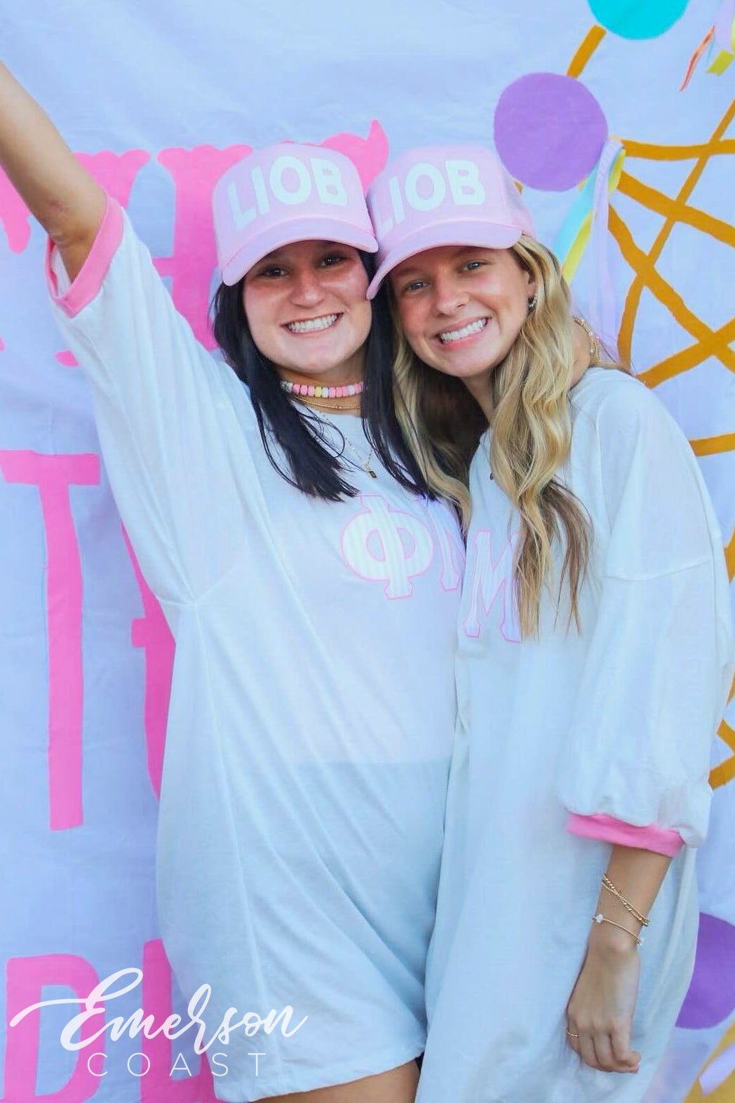 Phi Mu Light Pink Gingham Letter Jerseys