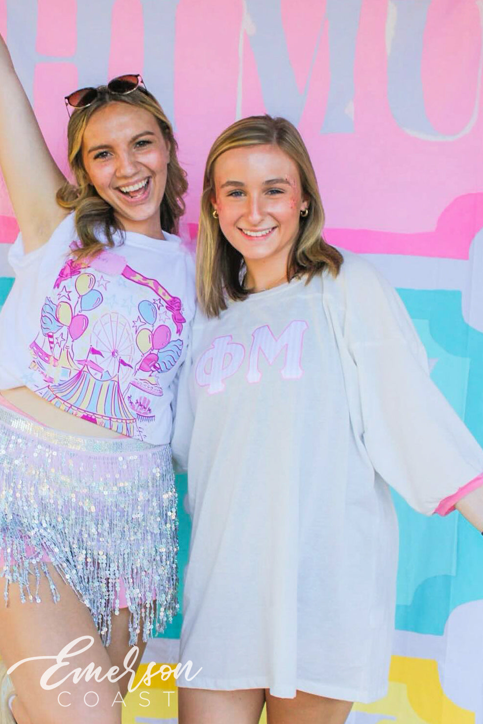 Phi Mu Light Pink Gingham Letter Jerseys