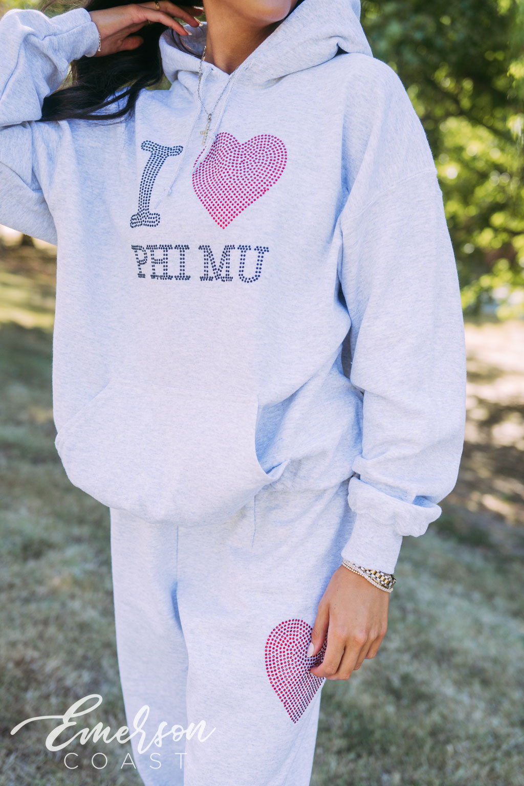 Phi Mu Rhinestone Hoodie Jogger Set