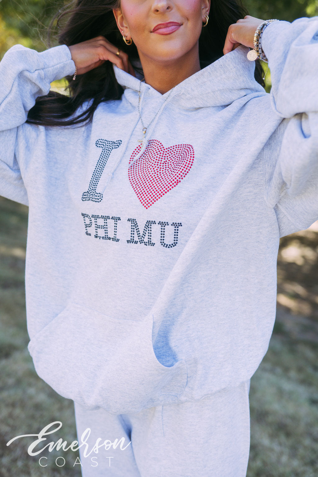 Phi Mu Rhinestone Hoodie Jogger Set