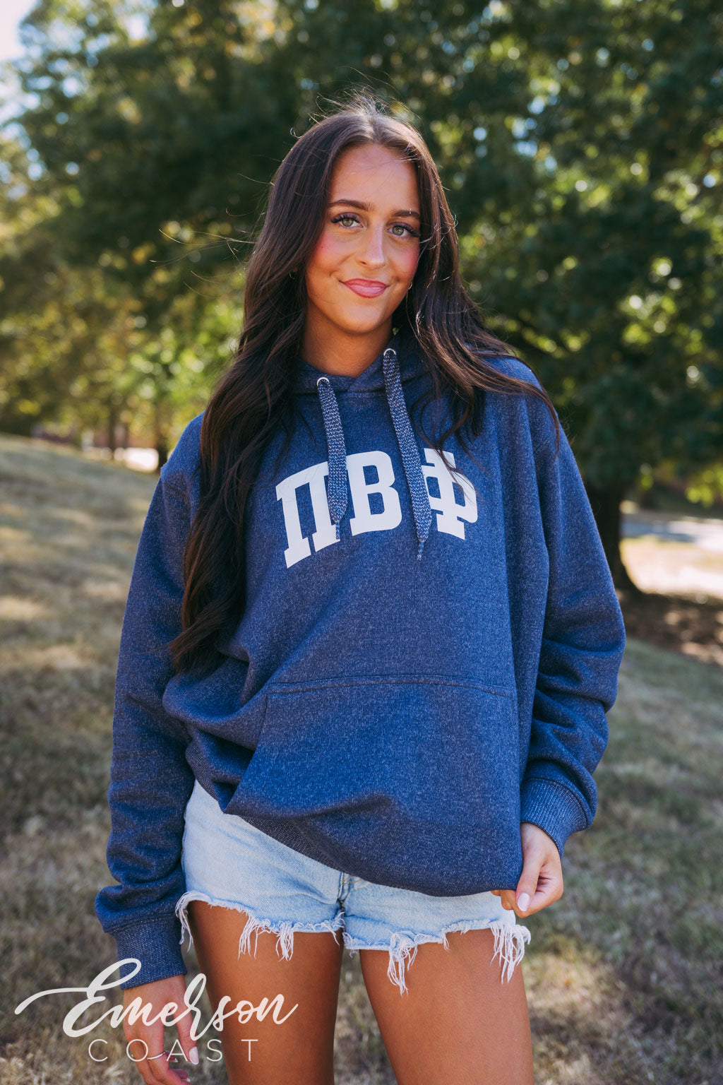 Pi Beta Phi Textured Knit Navy Hoodie