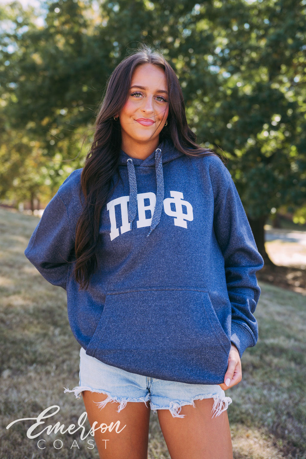 Pi Beta Phi Textured Knit Navy Hoodie