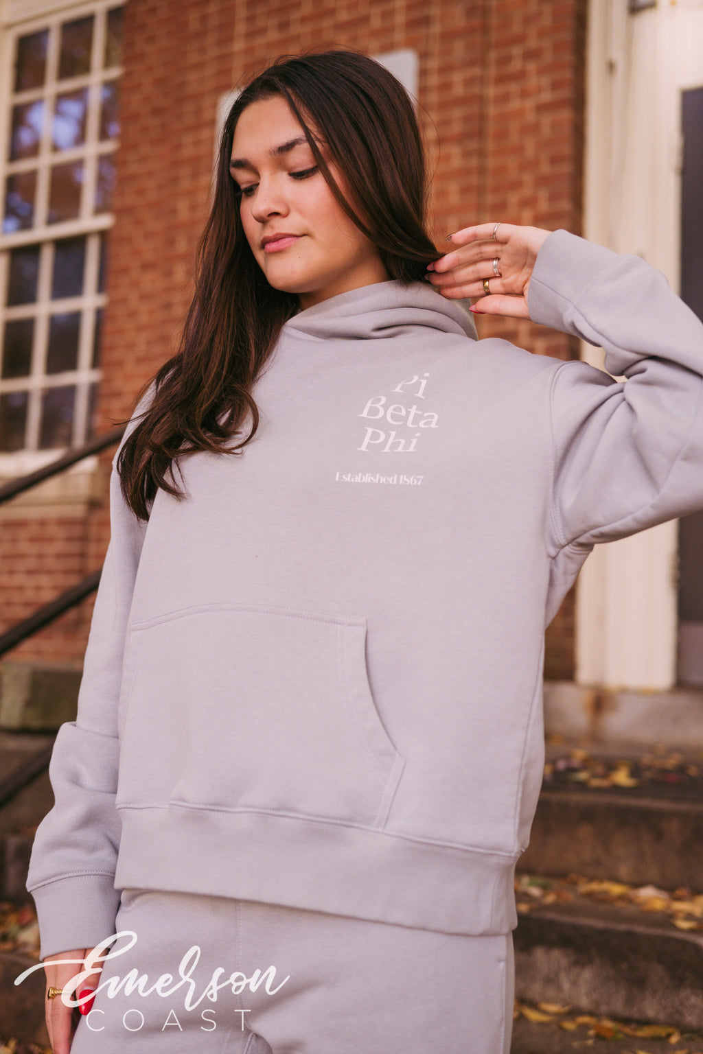 Pi Beta Phi Simple Gray Hoodie and Jogger Set