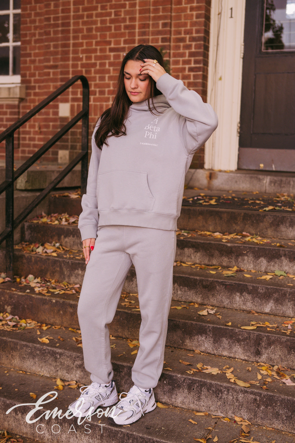 Pi Beta Phi Simple Gray Hoodie and Jogger Set