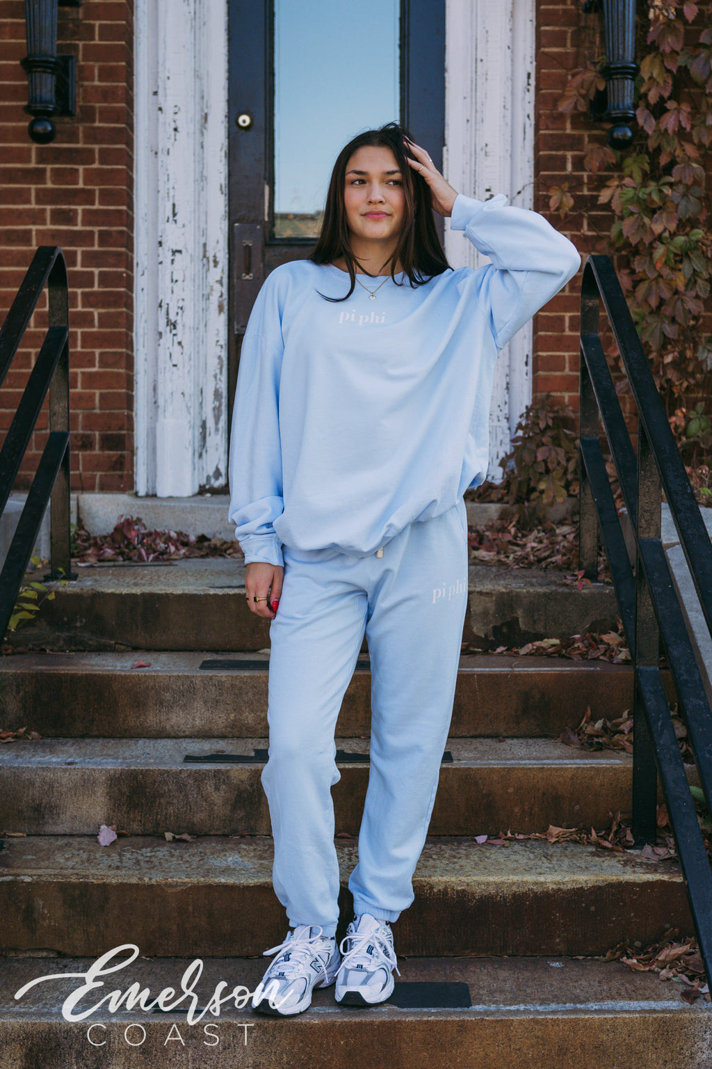 Pi Phi Cozy Light Blue Crewneck and Jogger Set