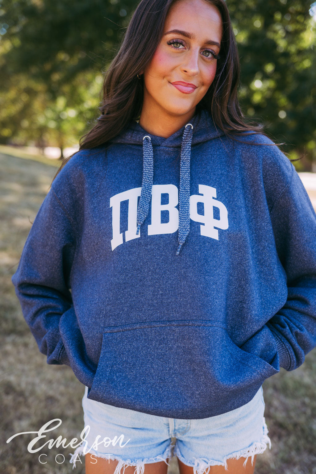 Pi Beta Phi Textured Knit Navy Hoodie